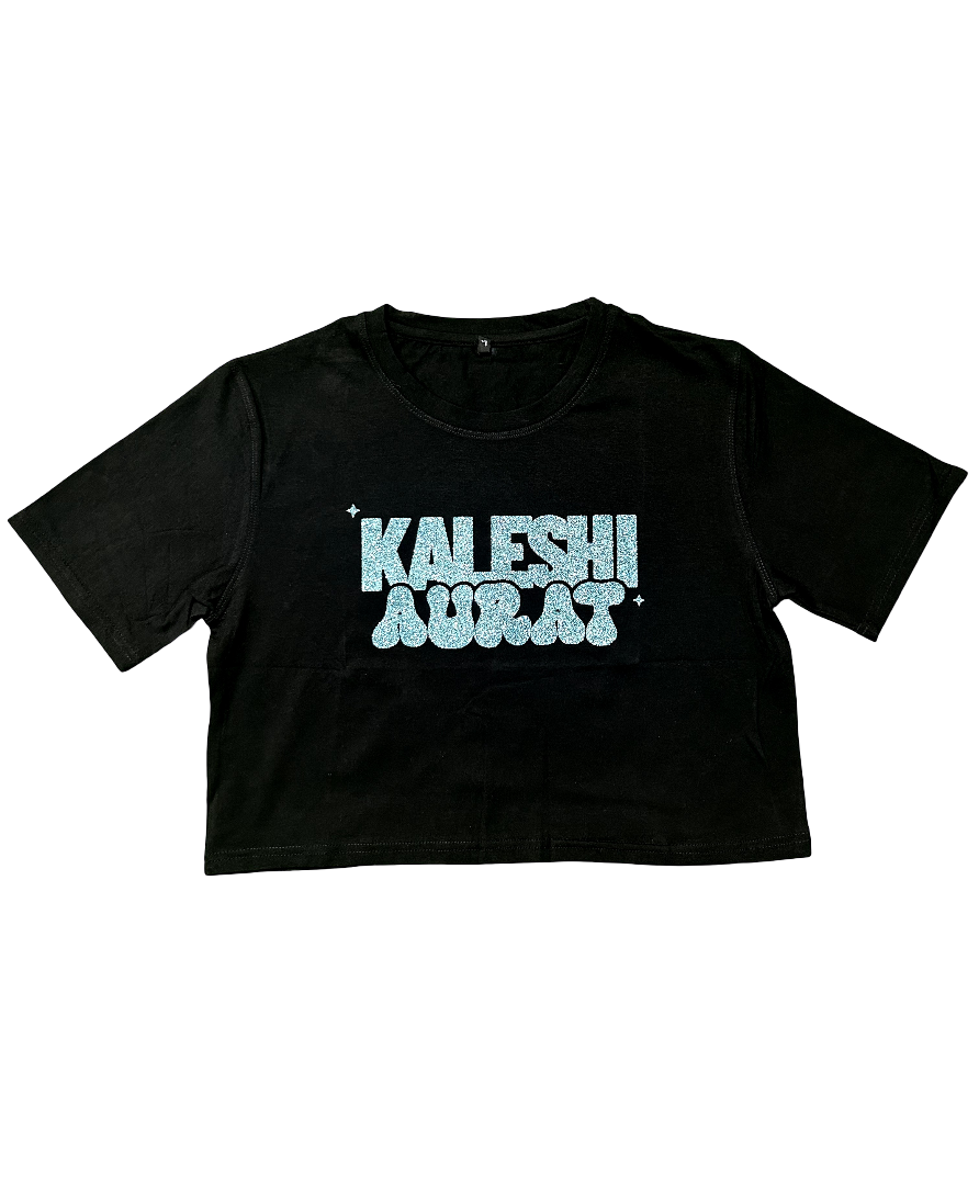 Kaleshi Aurat - Half Sleeve Crop Top for Women with Shiny Glitter Print