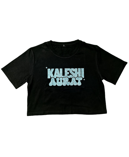 Kaleshi Aurat - Half Sleeve Crop Top for Women with Shiny Glitter Print