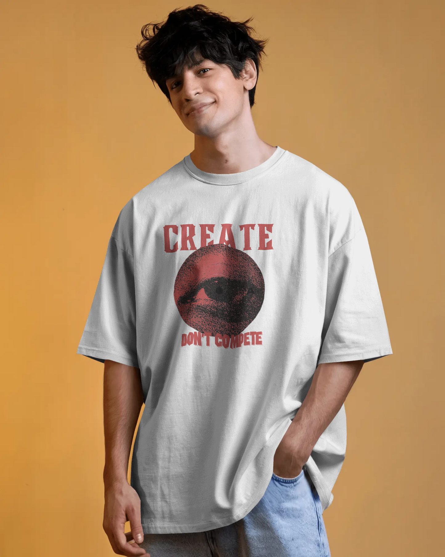 Premium 'CREATE DON'T COMPETE' Oversized Eye Graphic Tee