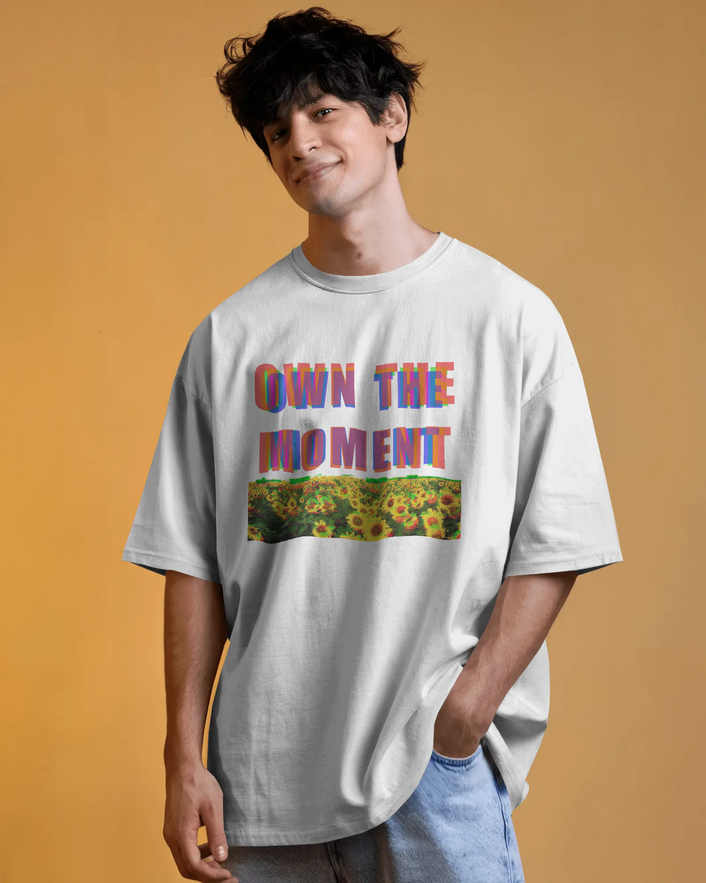 Premium Oversized 'Own The Moment' Sunflower T-Shirt