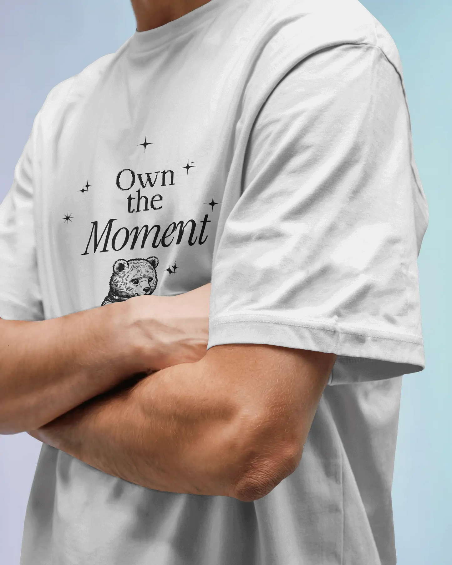 Premium 'Own the Moment' Bear Reading Oversized T-shirt