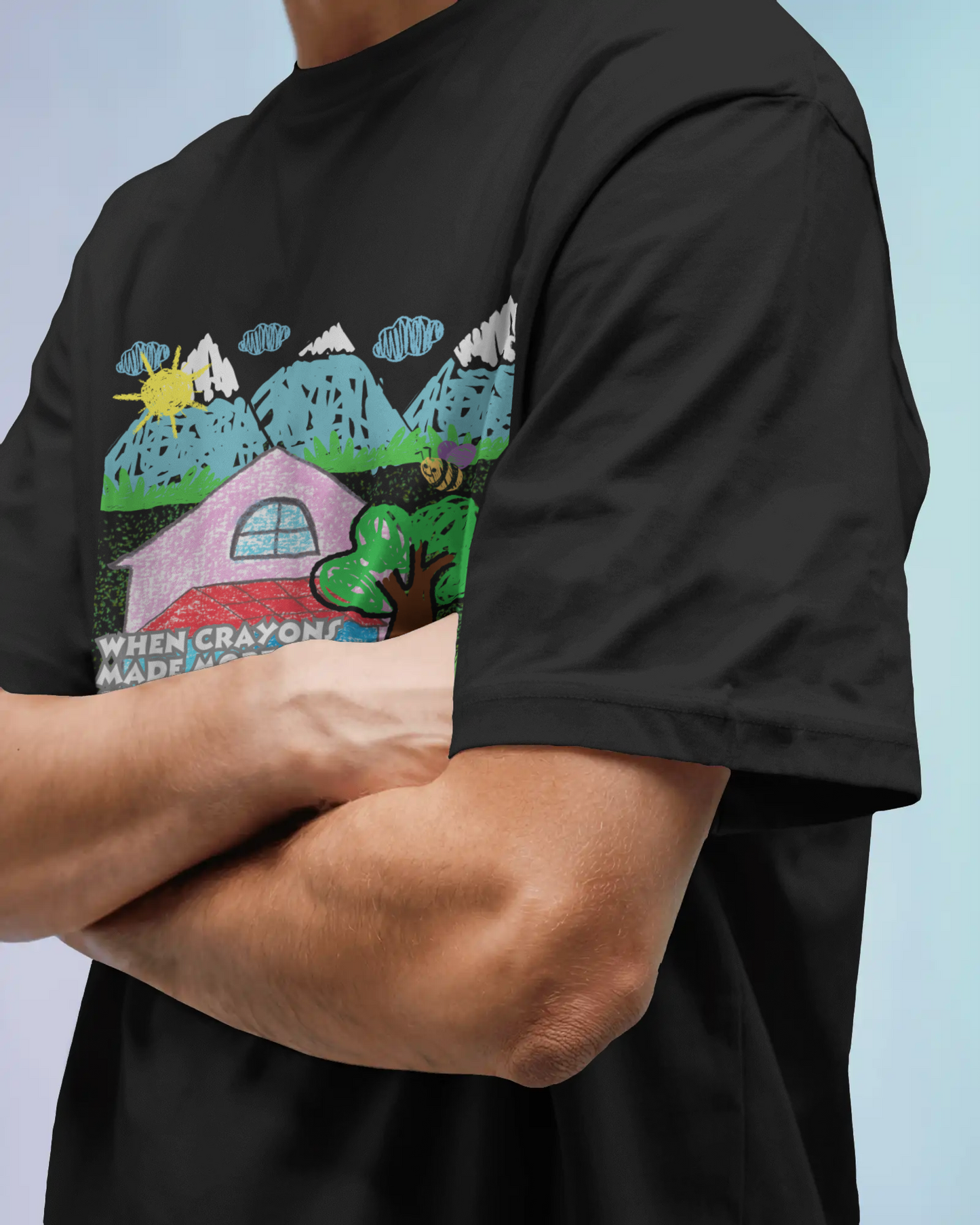 Premium Crayon Art Oversized T-Shirt | Childhood Nostalgia