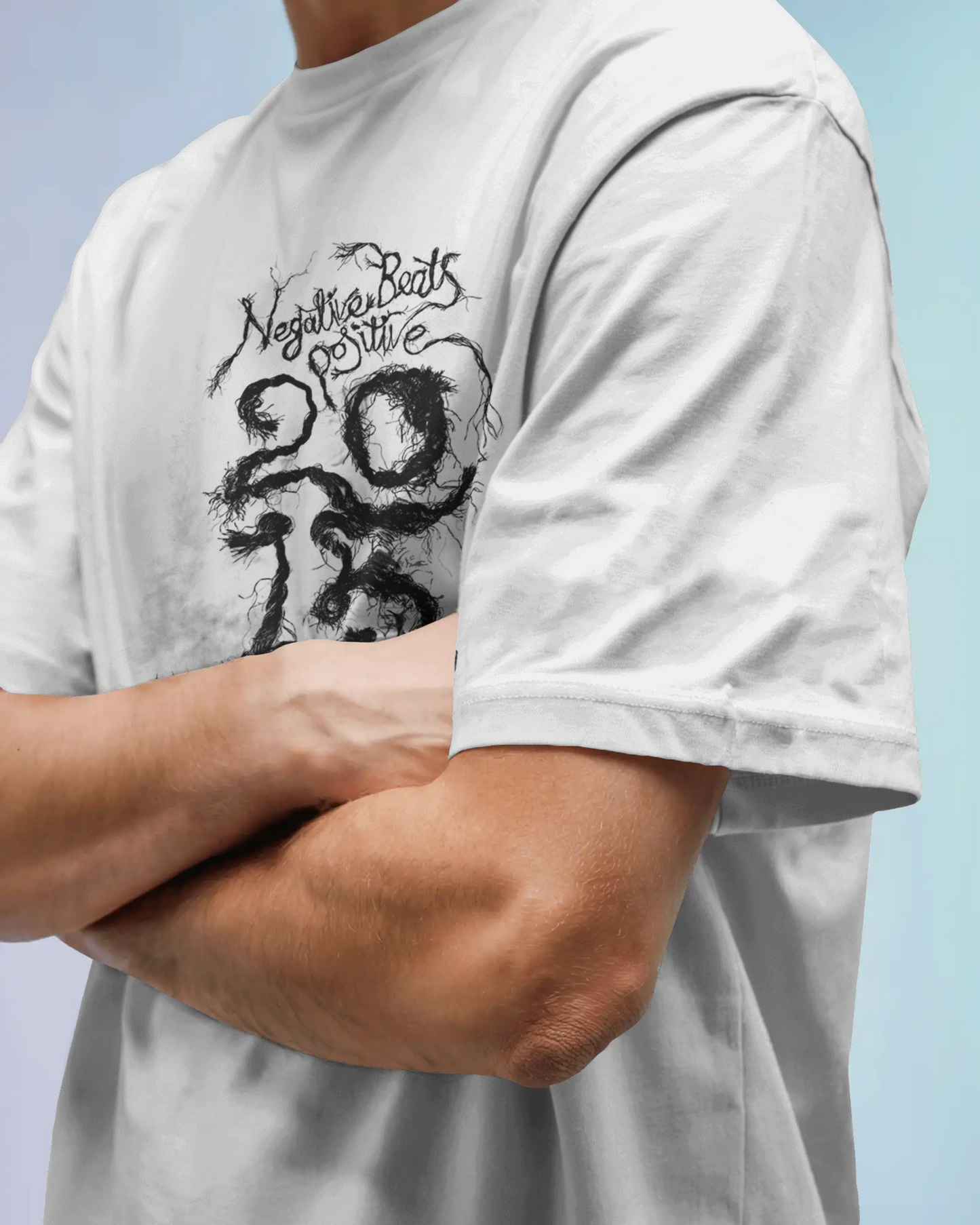 Premium Negative Beats Positive 2023 Skull Oversized T-shirt