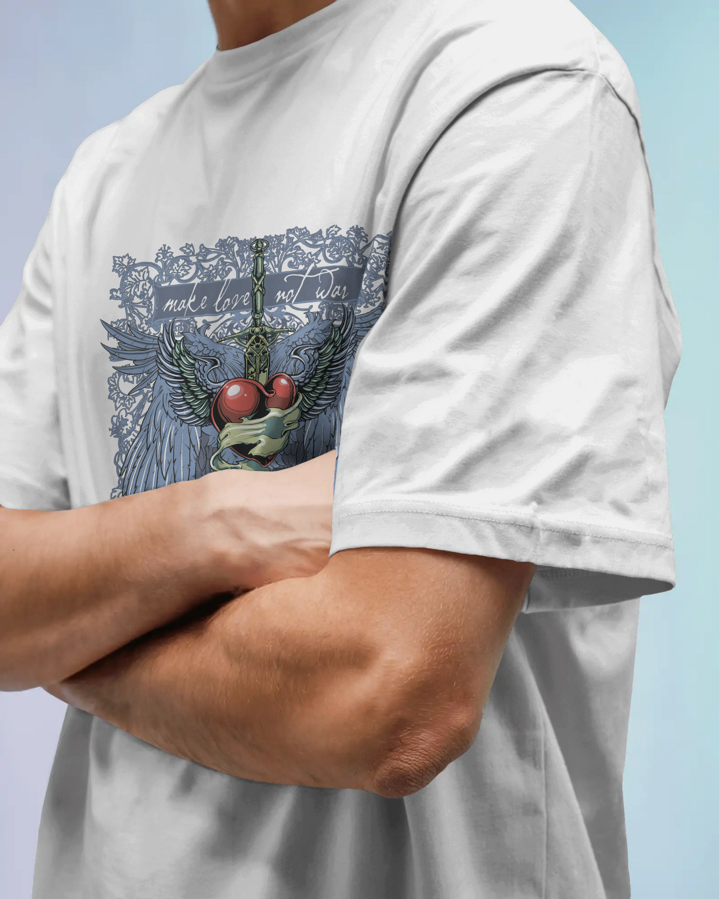 Premium Make Love Not War Wings Heart Oversized T-shirt