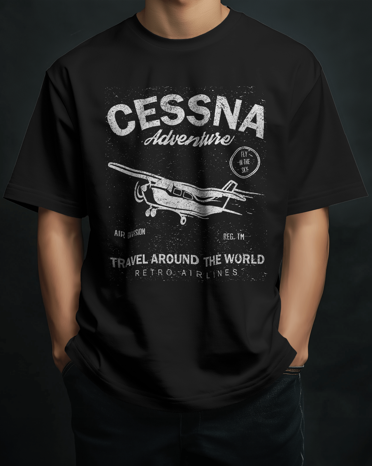 Premium Cessna Adventure Oversized Aviation T-Shirt