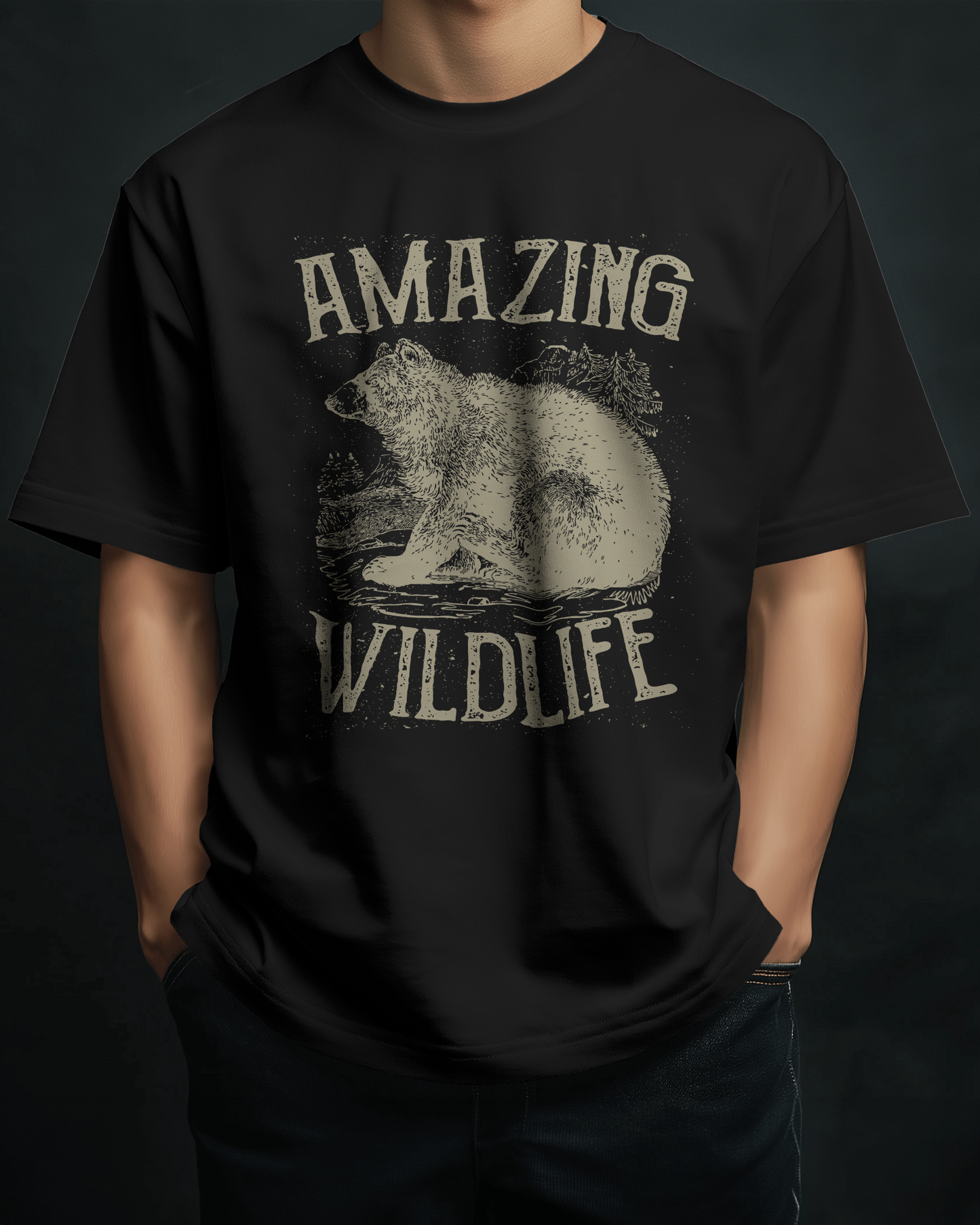 Premium Oversized AMAZING WILDLIFE Bear T-Shirt