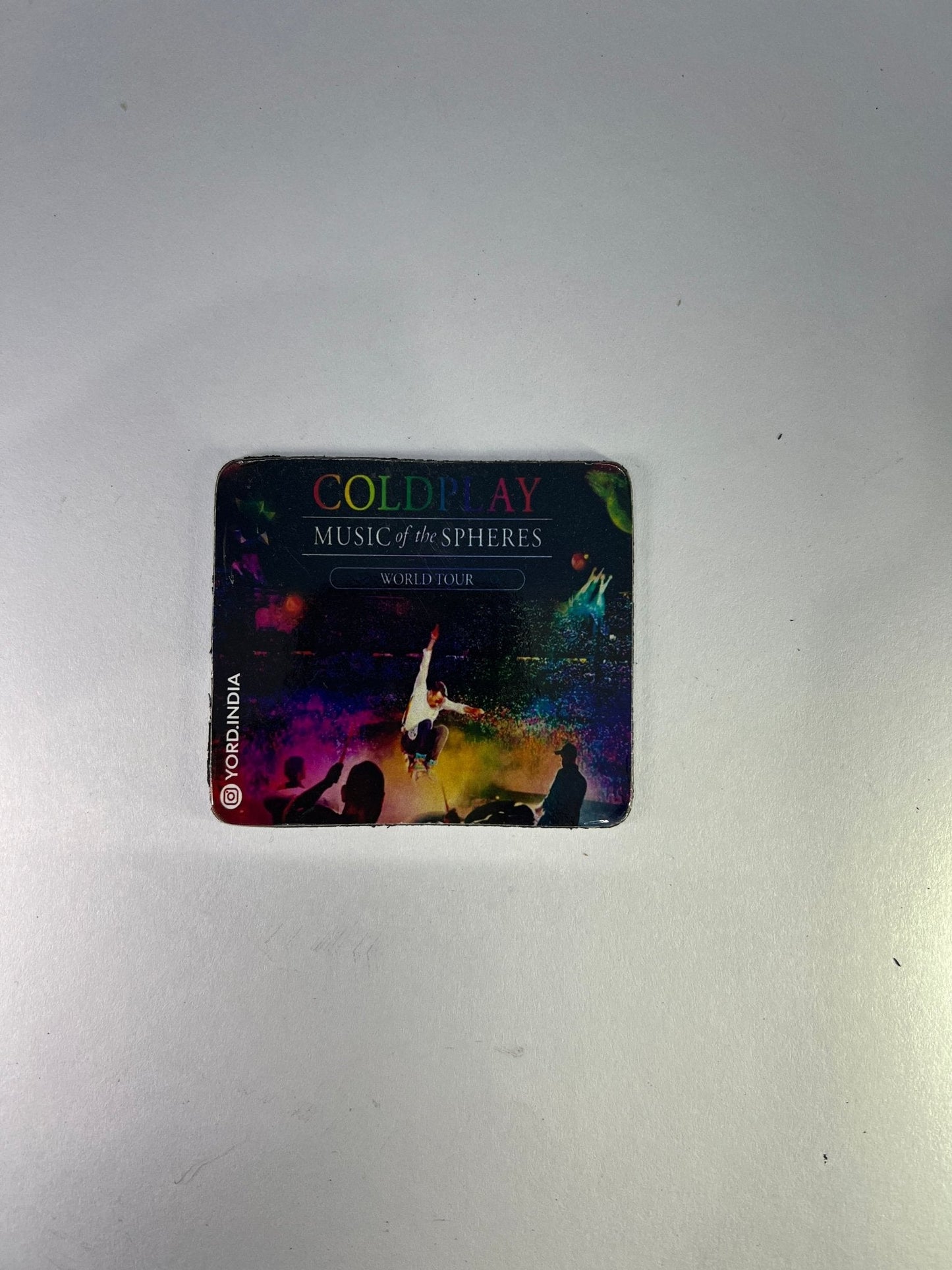 Coldplay India tour fridge magnets pack of 5 (Random). 0.7mm thickness, 7x7cm square shaped - YORD