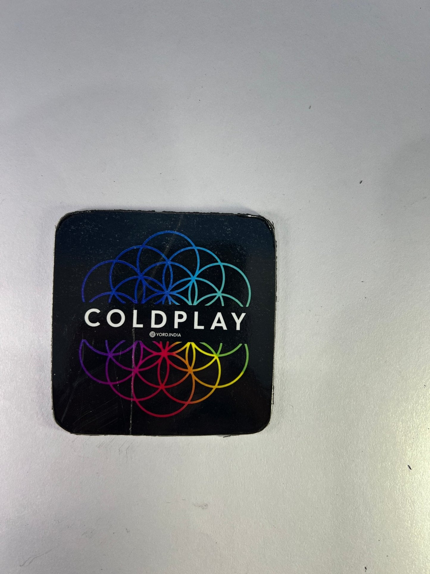 Coldplay India tour fridge magnets pack of 5 (Random). 0.7mm thickness, 7x7cm square shaped - YORD
