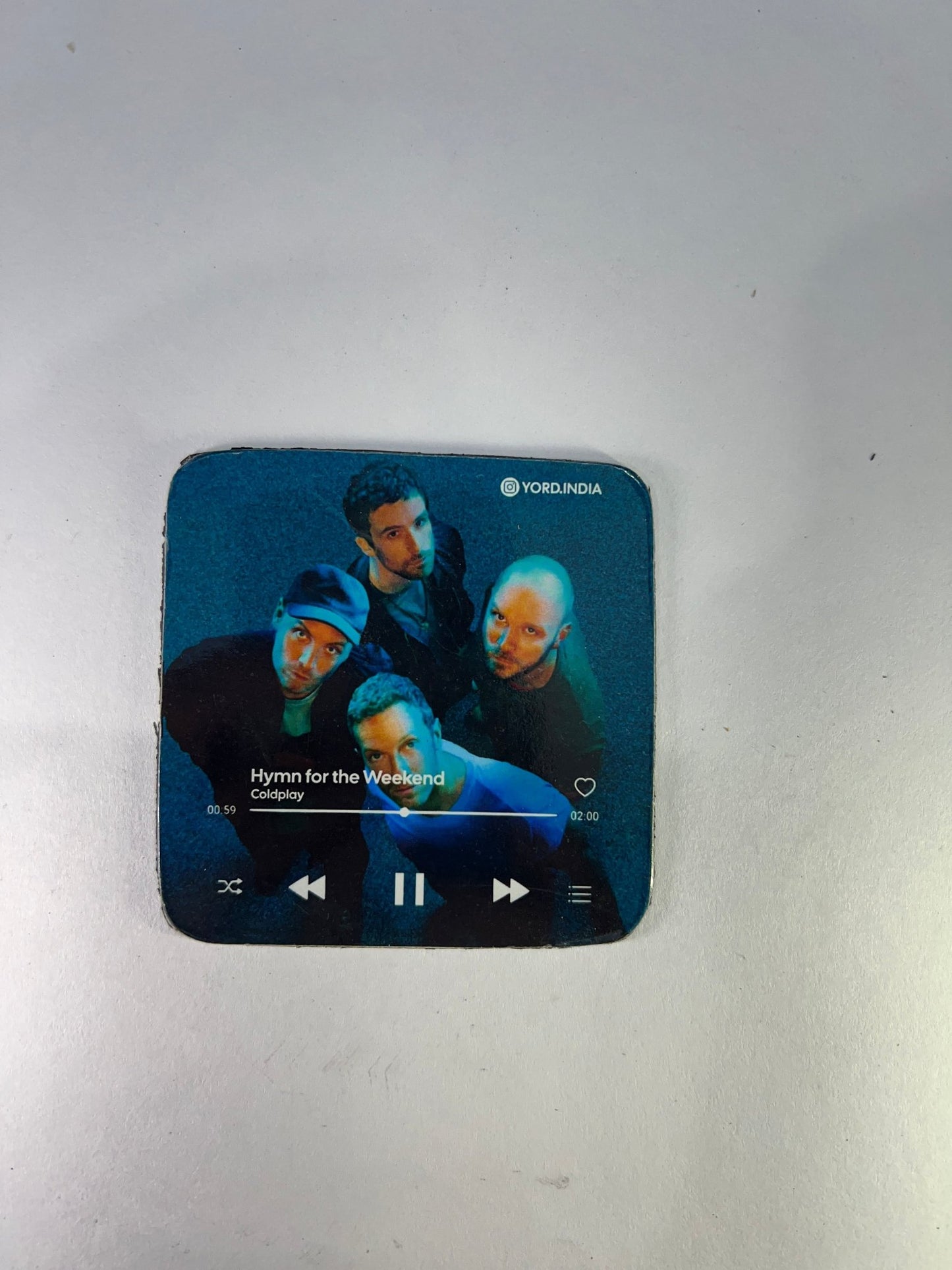 Coldplay India tour fridge magnets pack of 5 (Random). 0.7mm thickness, 7x7cm square shaped - YORD