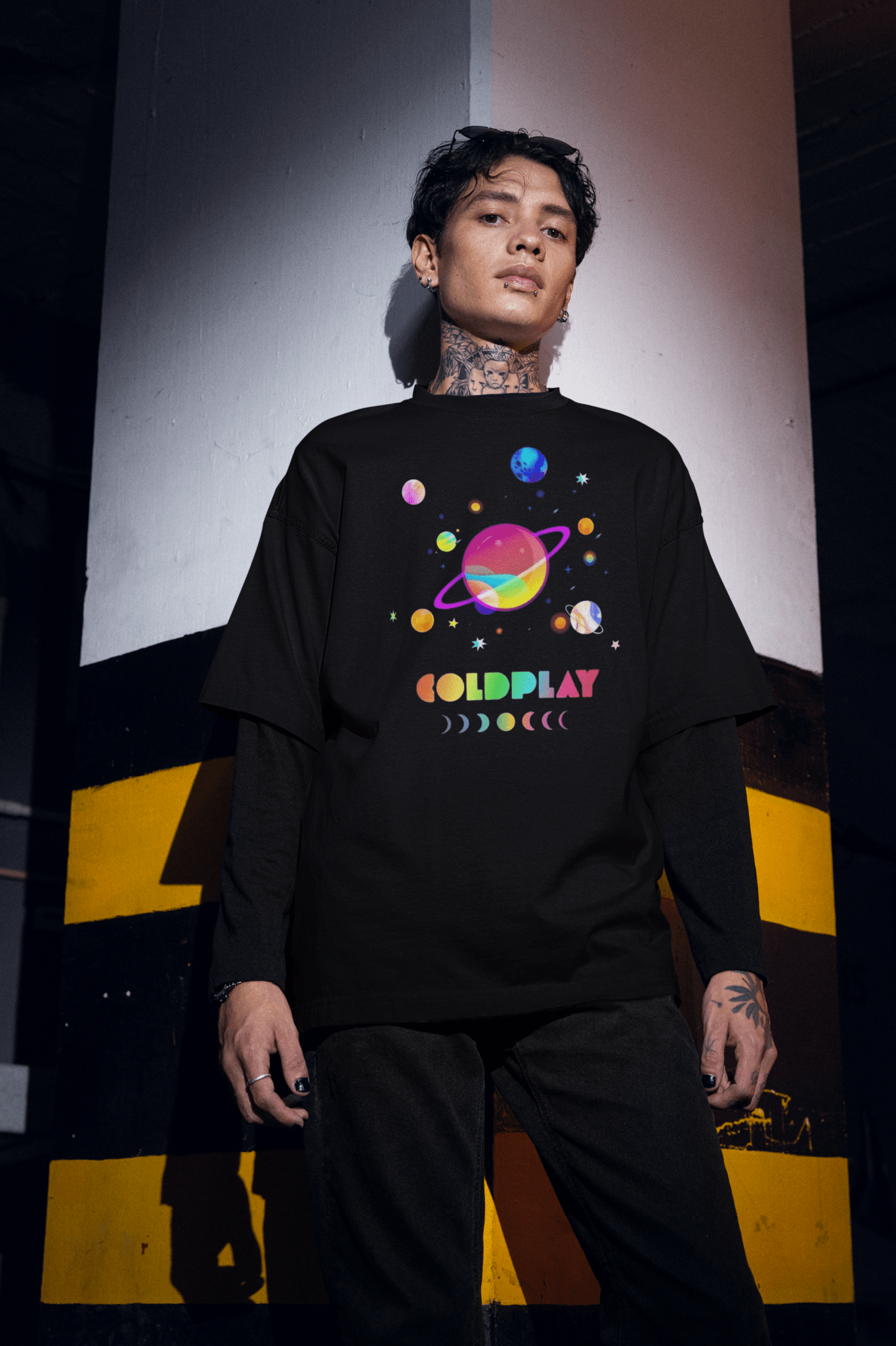 Coldplay Oversized French Terry Cotton T-Shirt - Premium Luxury Concert Wear - YORD