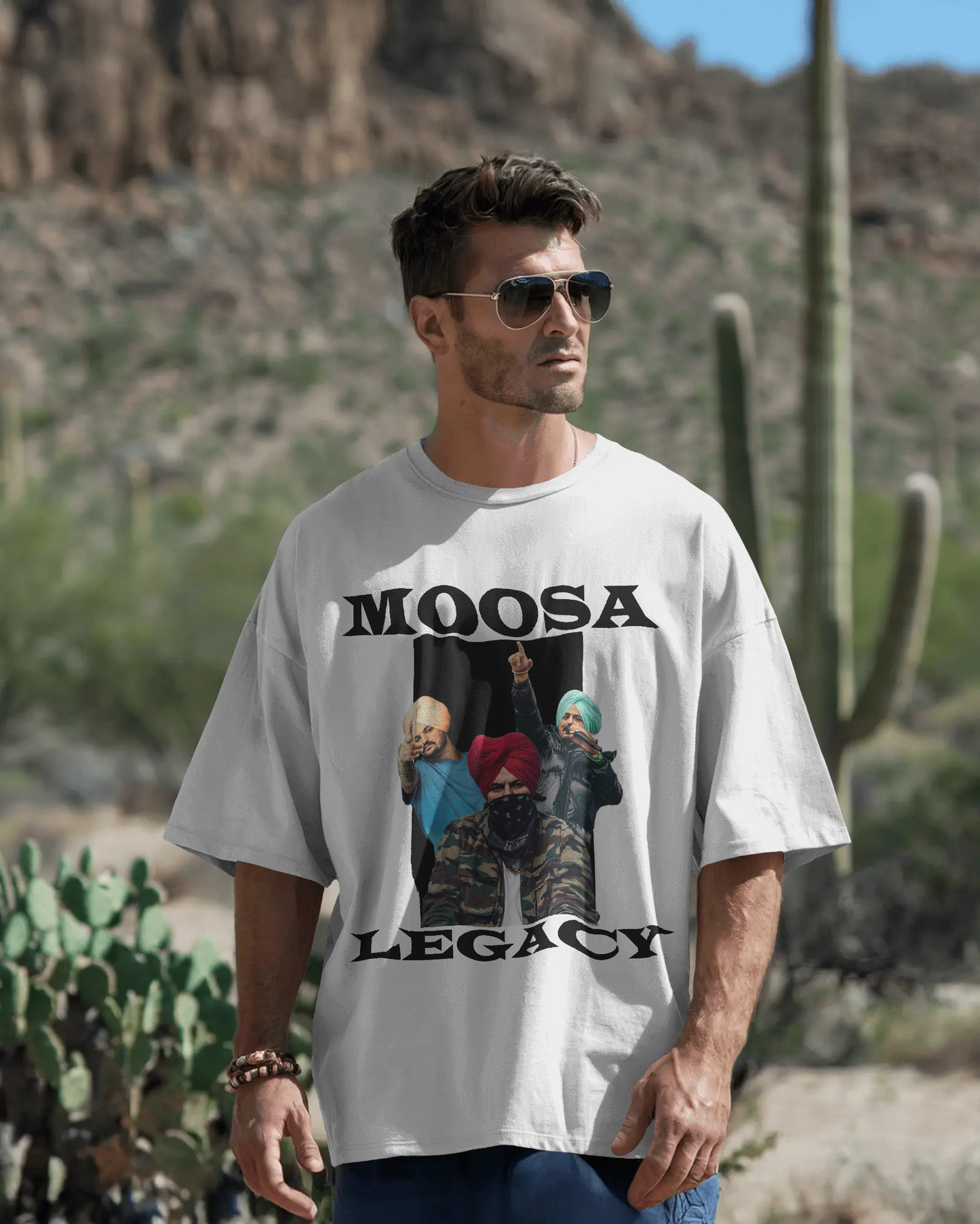 Premium Oversized Moosa Legacy Tribute White T-Shirt