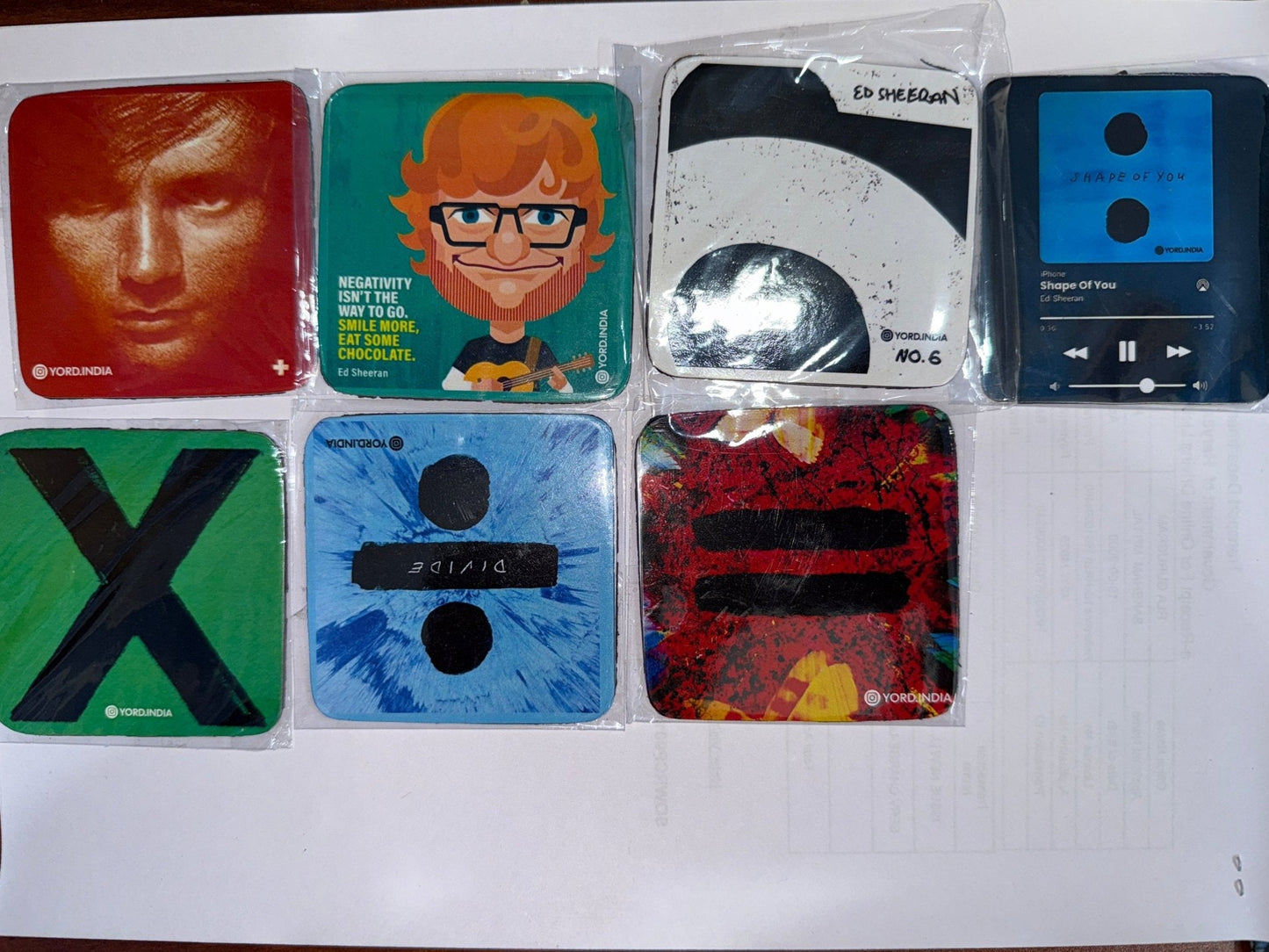 Ed Sheeran Album Cover Collection Fridge Magnets - Set of 7 Square Magnets (7x7cm) - YORD