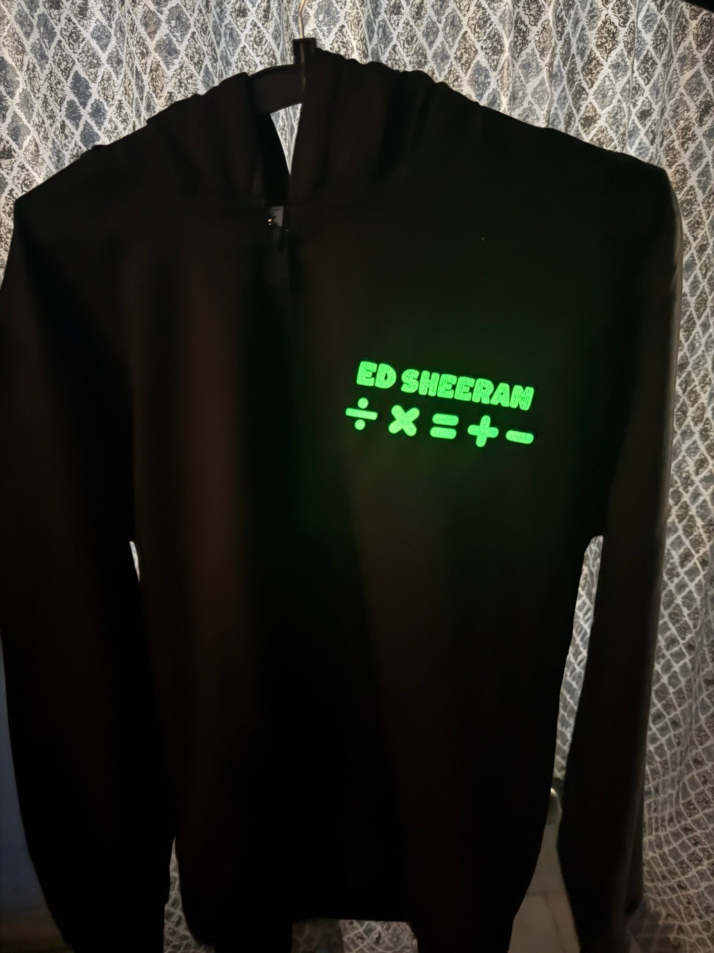Ed Sheeran Limited Edition Glow - in - Dark Mathematical Symbol Zip - Up Hoodie - Concert Special Edition - YORD