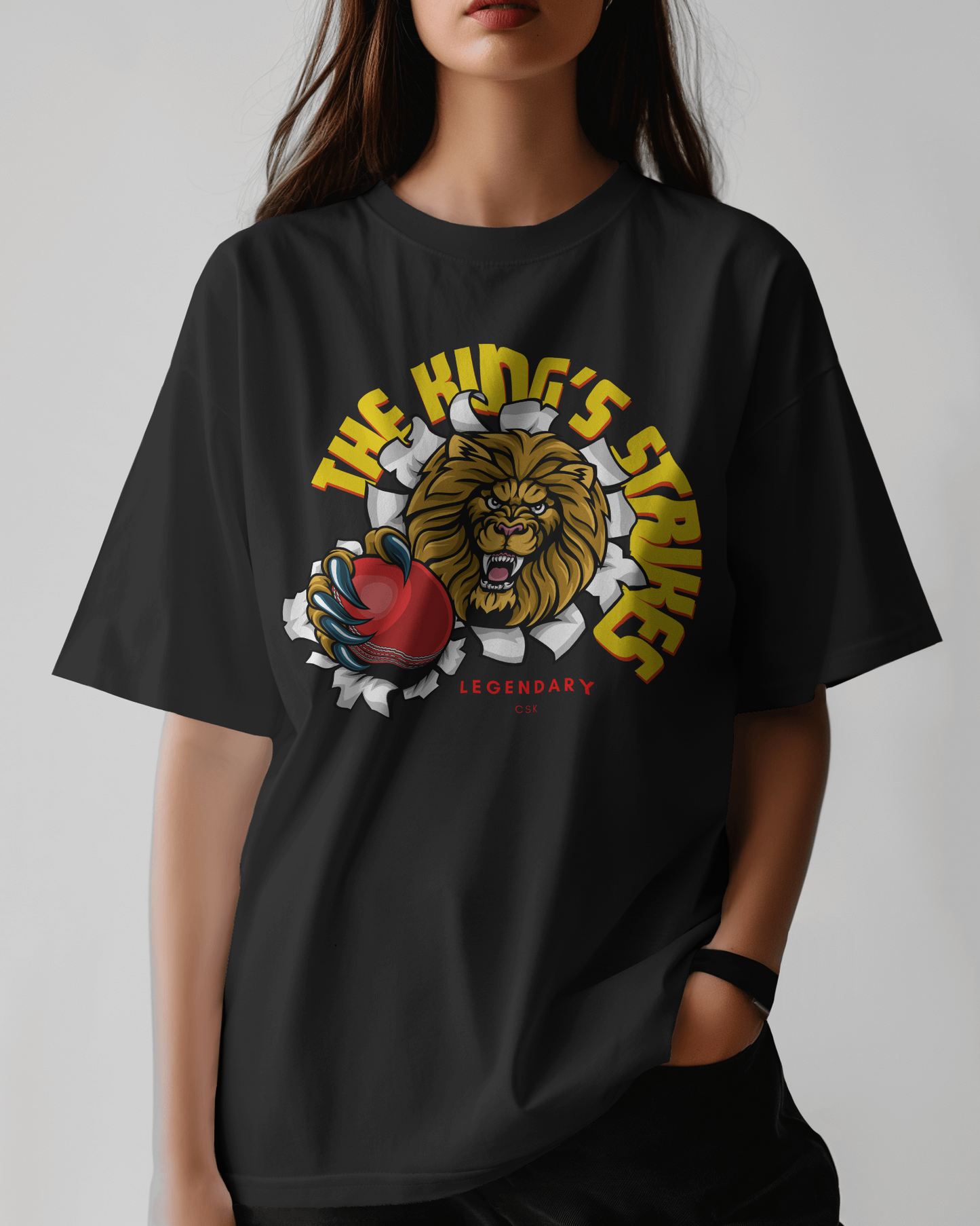 Premium RCB King's Strike Oversized Cricket T-shirt - IPL Edition