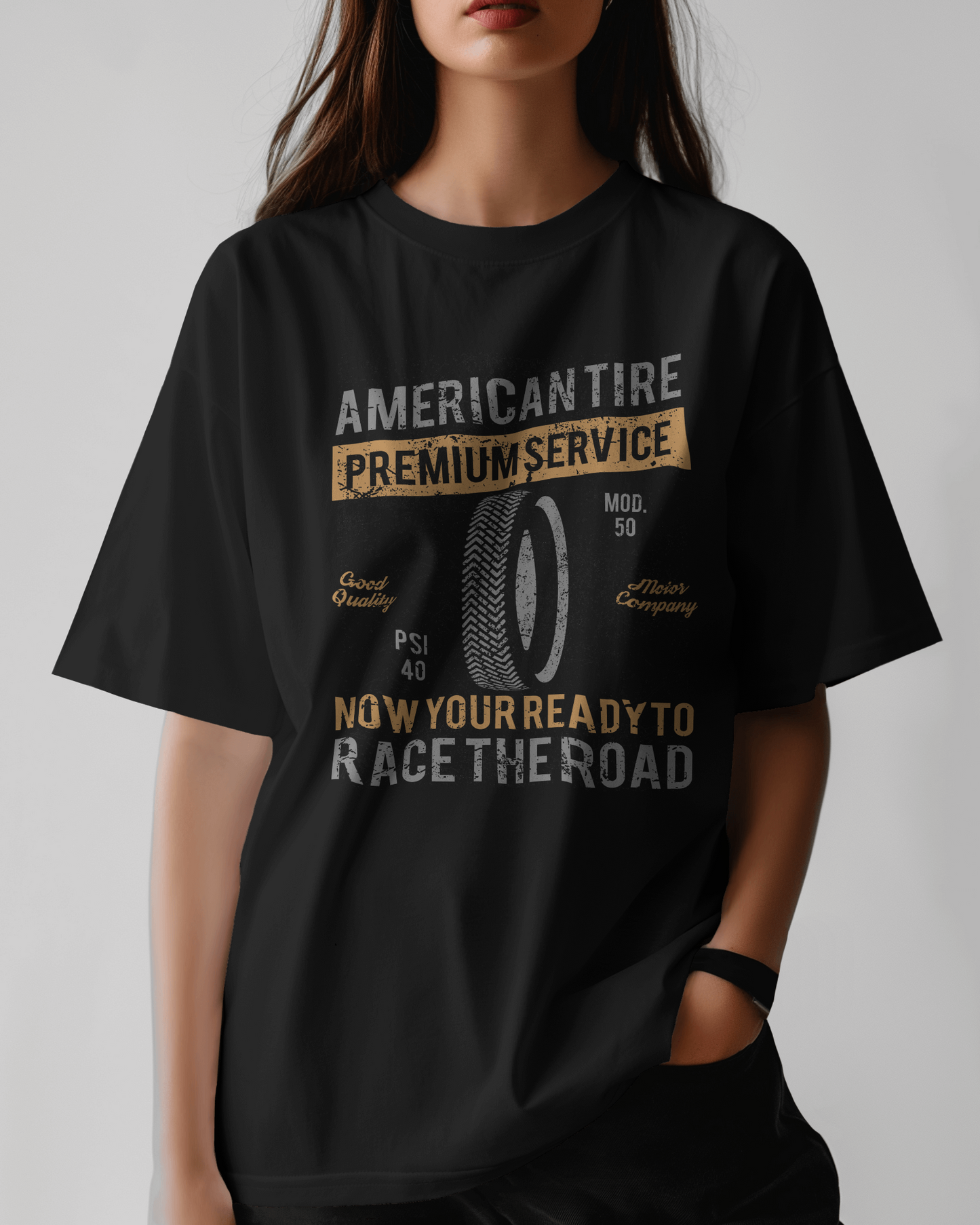 Premium American Tire Oversized Vintage Automotive T-Shirt