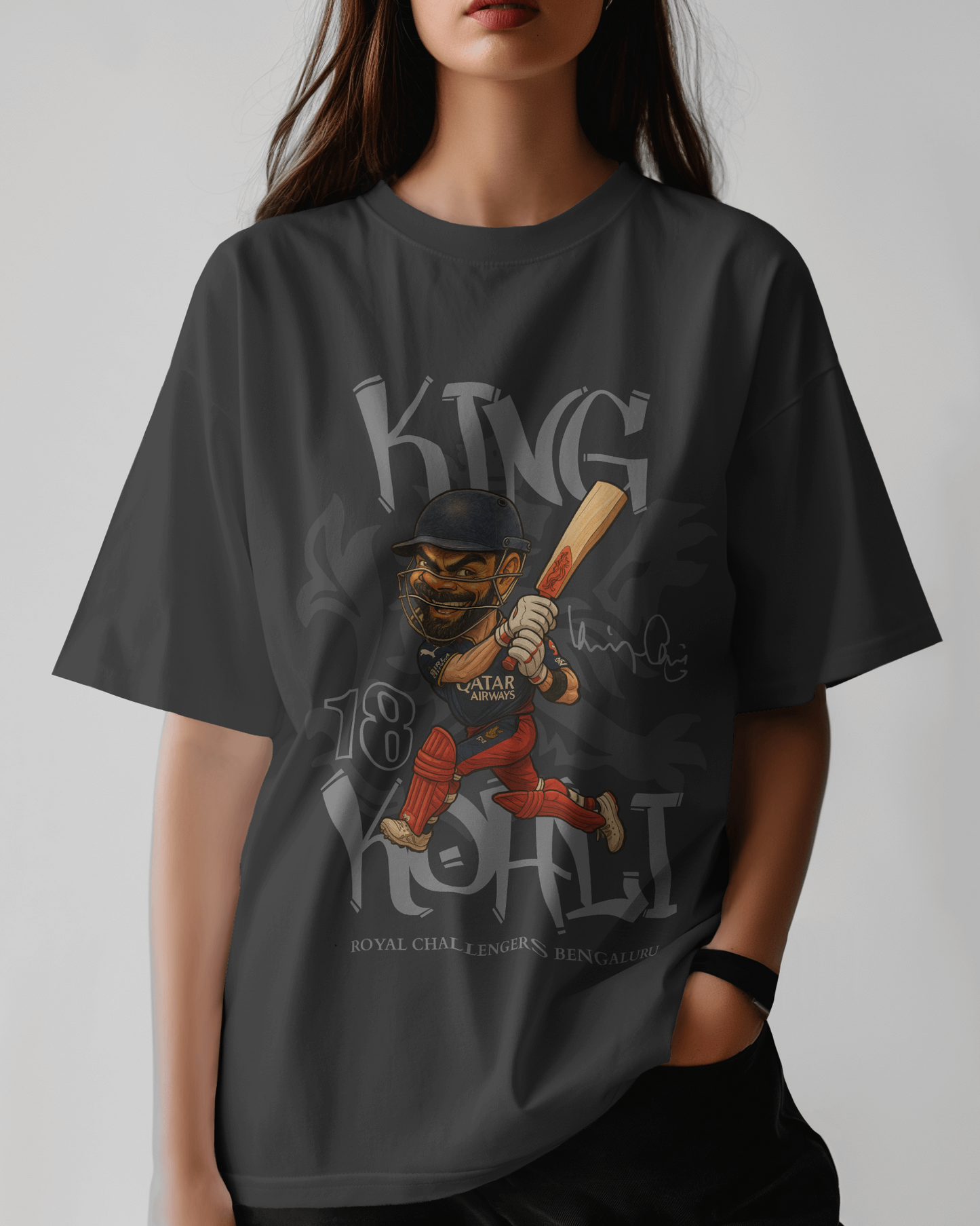 Premium RCB King Kohli Oversized Cricket T-shirt | IPL Edition