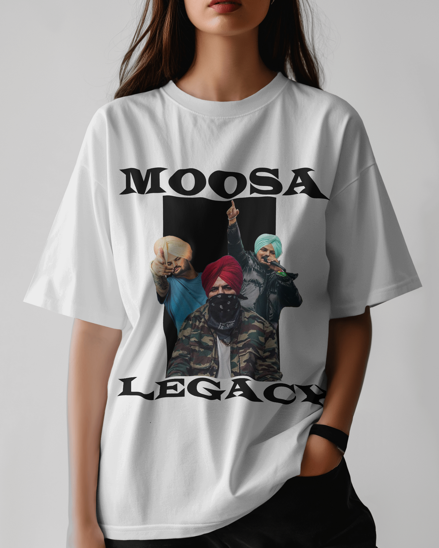 Premium Oversized Moosa Legacy Tribute White T-Shirt