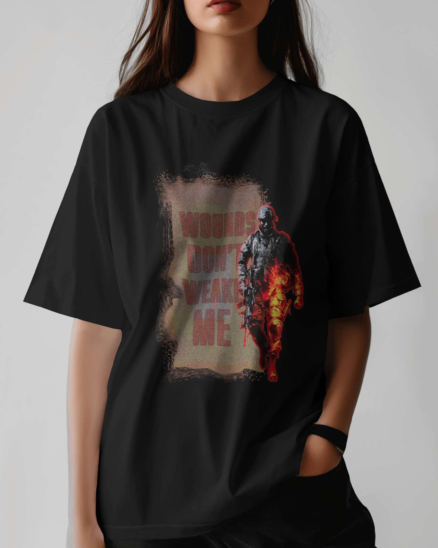 Premium Warfare 'Wounds Don't Weaken Me' Oversized T-shirt