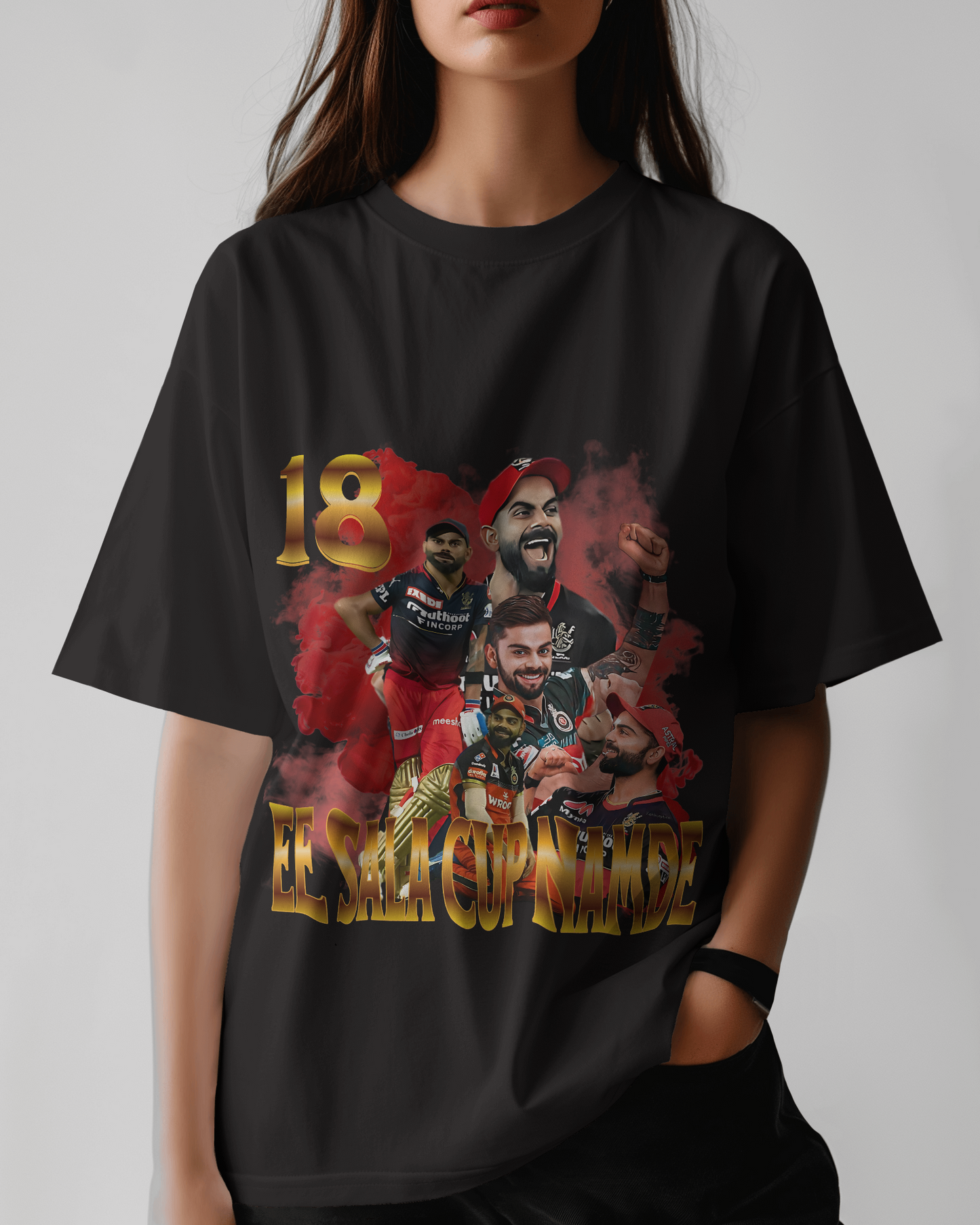 Premium RCB 'EE SALA CUP NAMDE' Oversized Cricket T-shirt