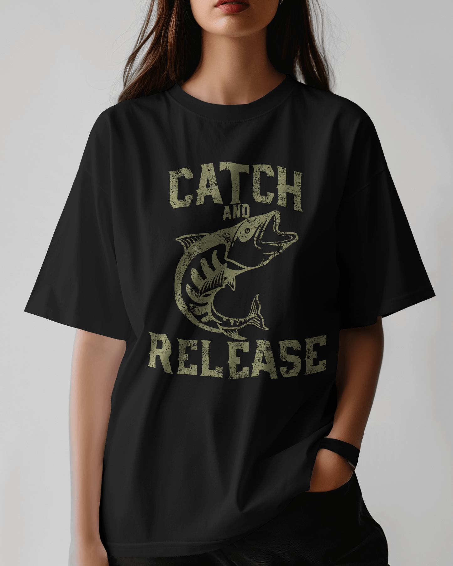 Premium Catch And Release Bass Fishing Oversized T-shirt
