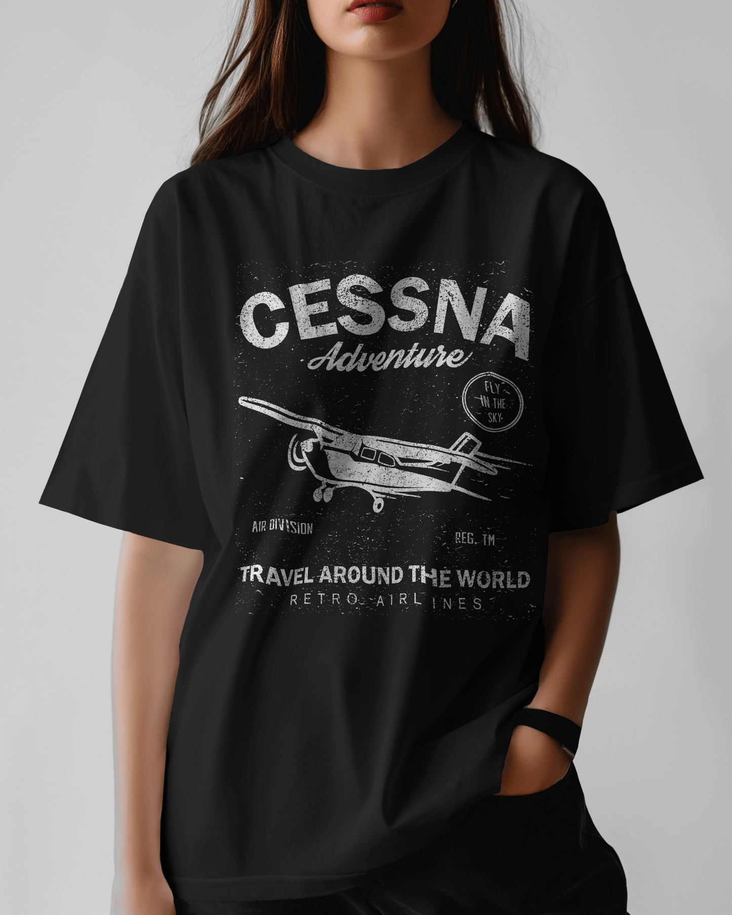 Premium Cessna Adventure Oversized Aviation T-Shirt