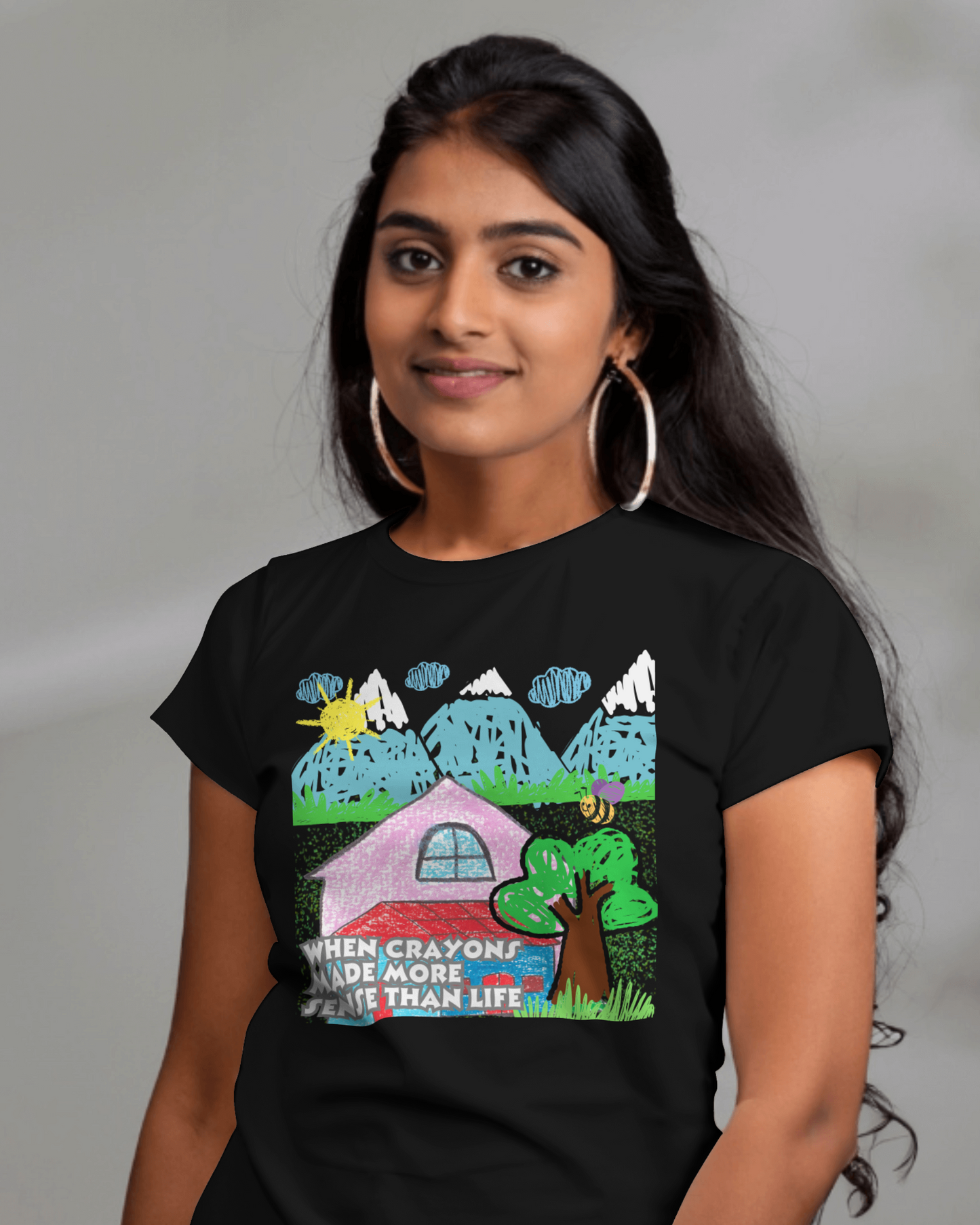 Premium Crayon Art Regular T-shirt - Childhood Nostalgia