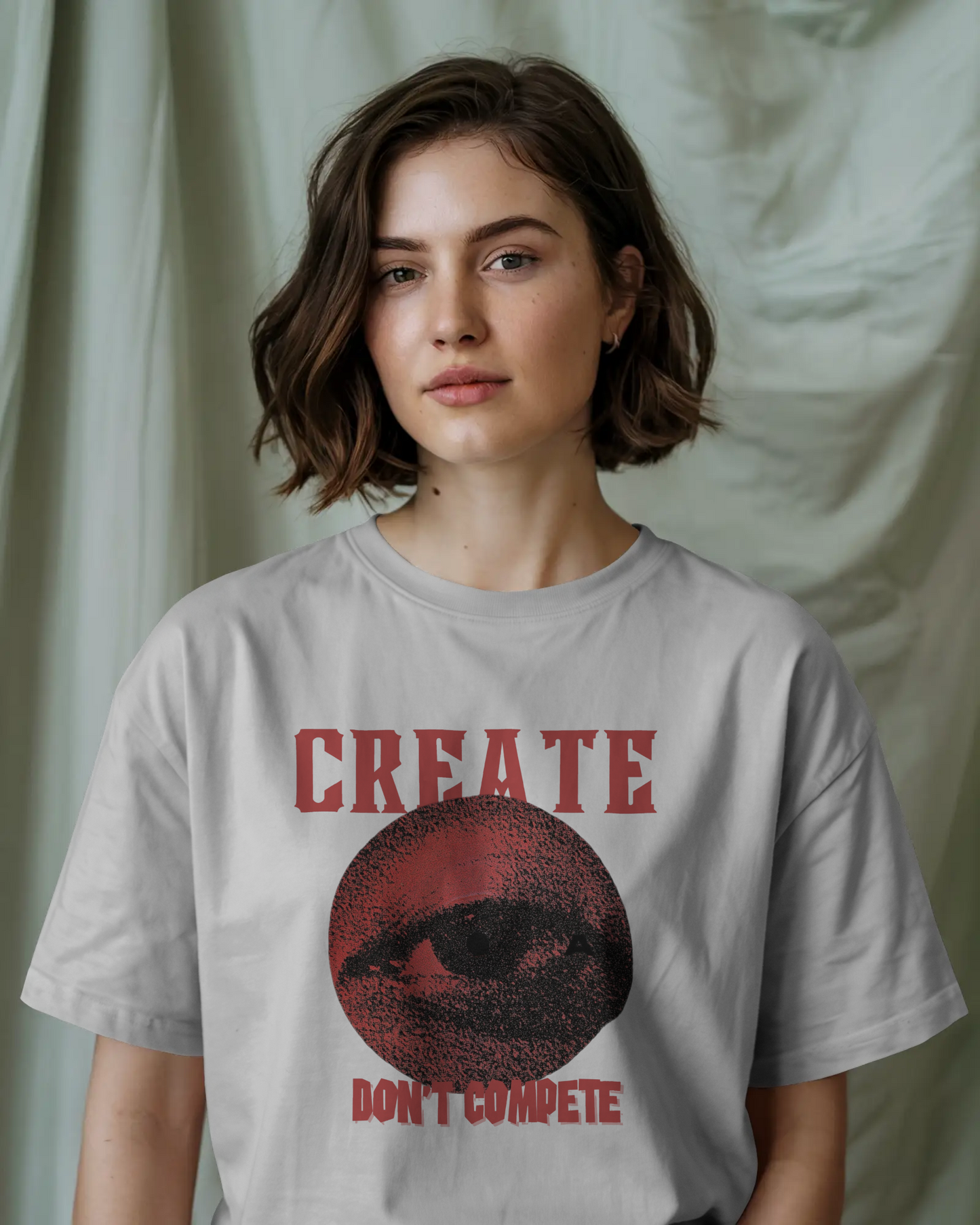 Premium 'CREATE DON'T COMPETE' Oversized Eye Graphic Tee