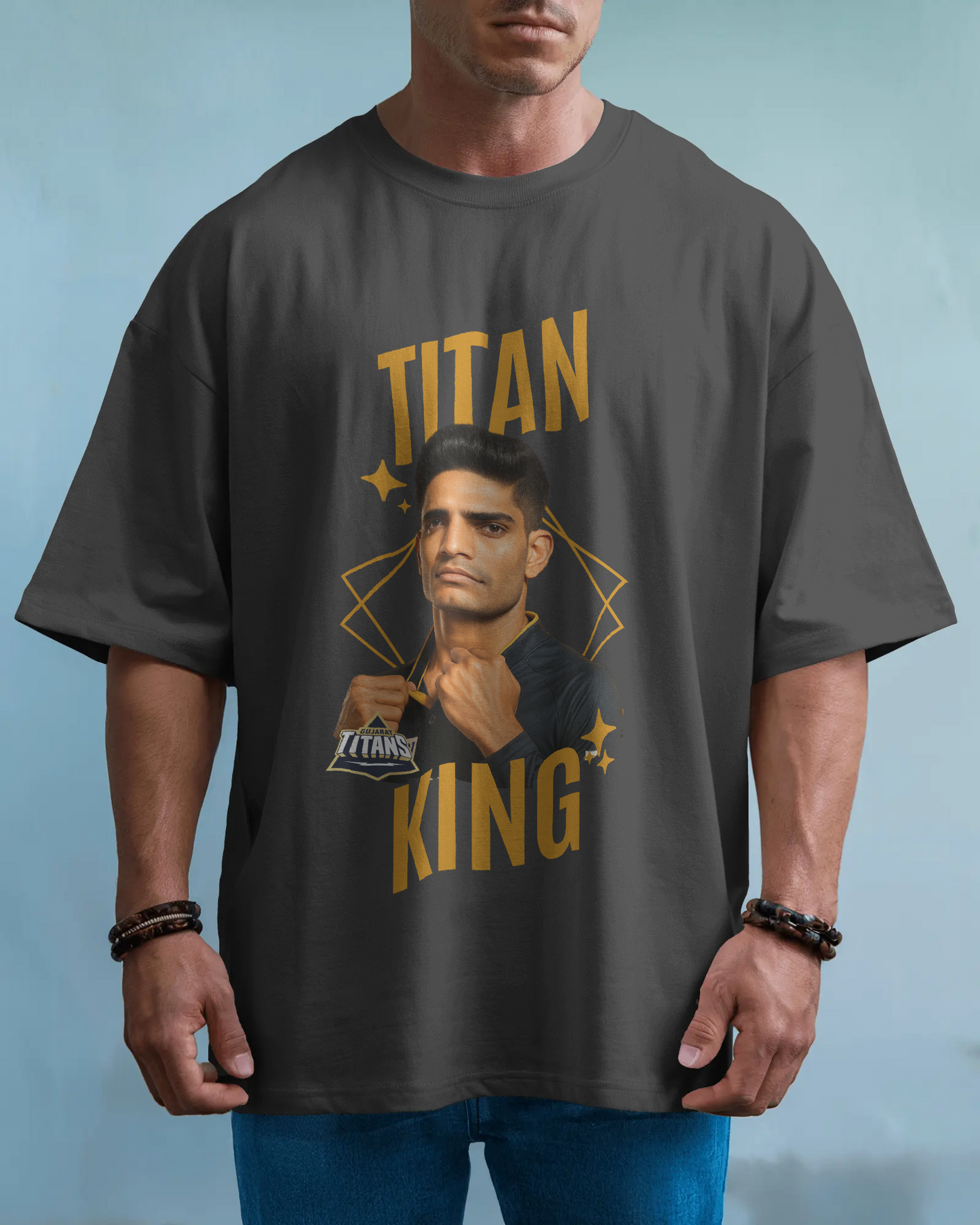 Premium Titan King Cricket Oversized T-shirt | GT IPL Edition