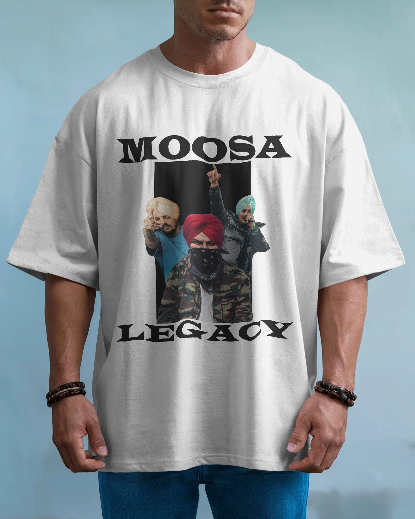 Premium Oversized Moosa Legacy Tribute White T-Shirt