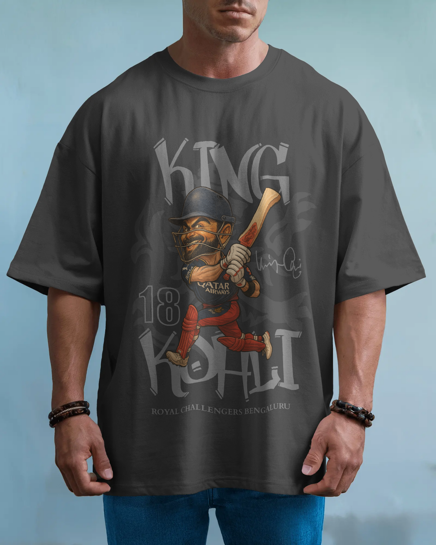 Premium RCB King Kohli Oversized Cricket T-shirt | IPL Edition