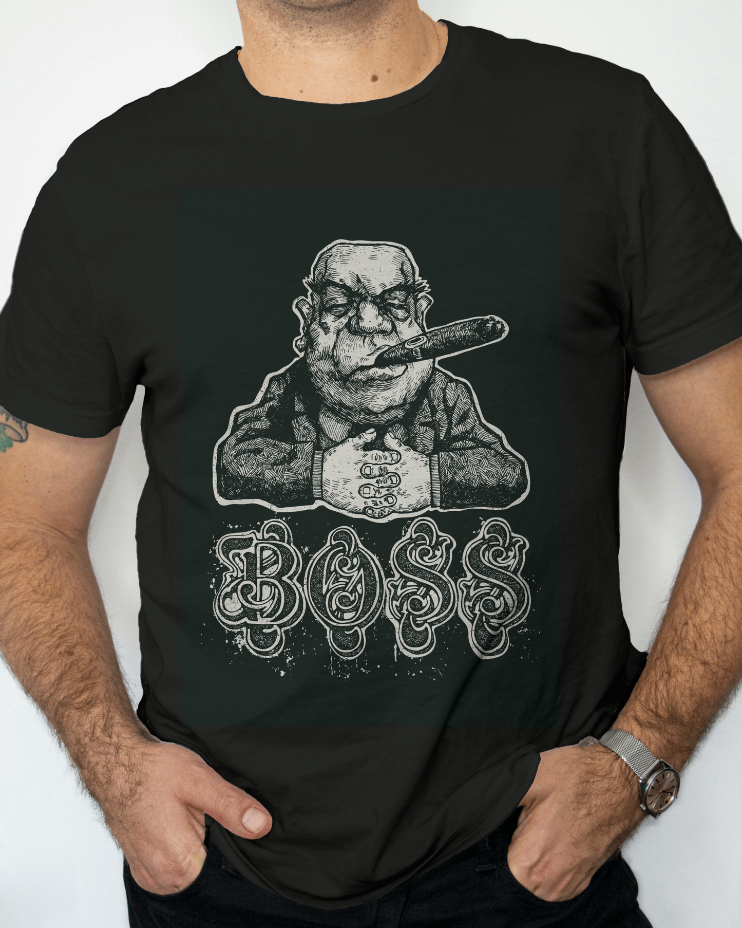 Premium 'BOSS' Mobster Caricature Graphic T-Shirt