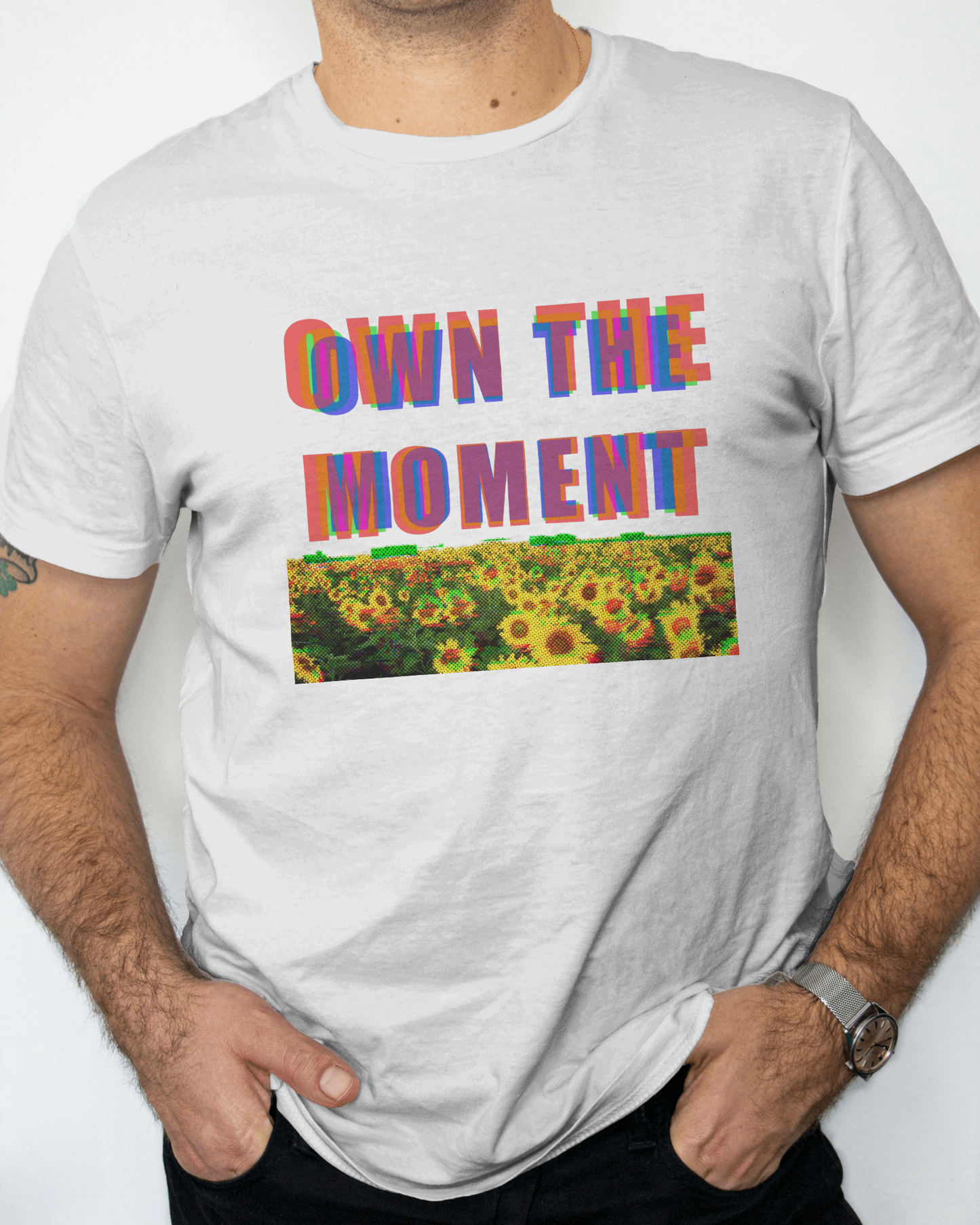 Premium 'Own The Moment' Sunflower Field Regular T-shirt