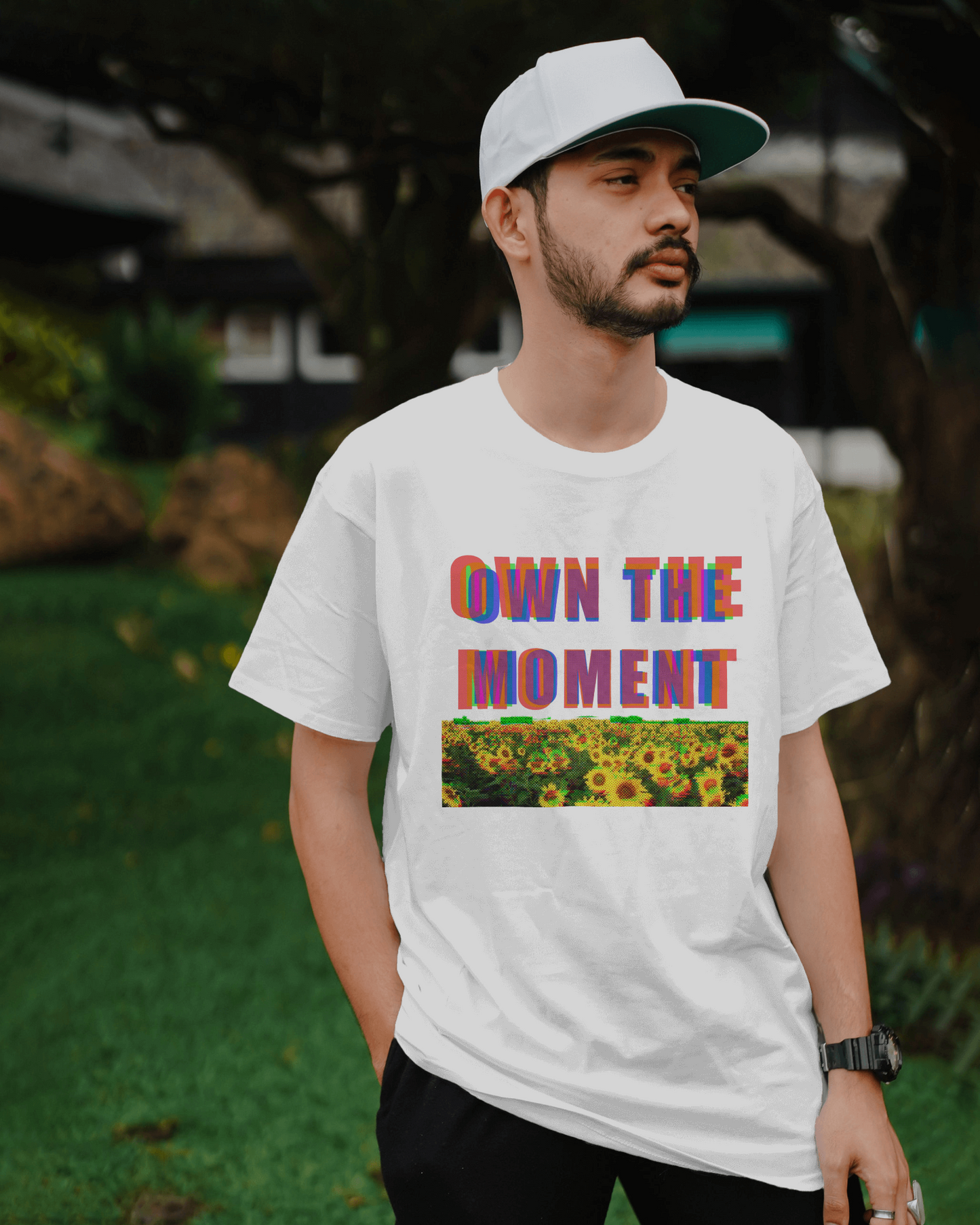 Premium 'Own The Moment' Sunflower Field Regular T-shirt