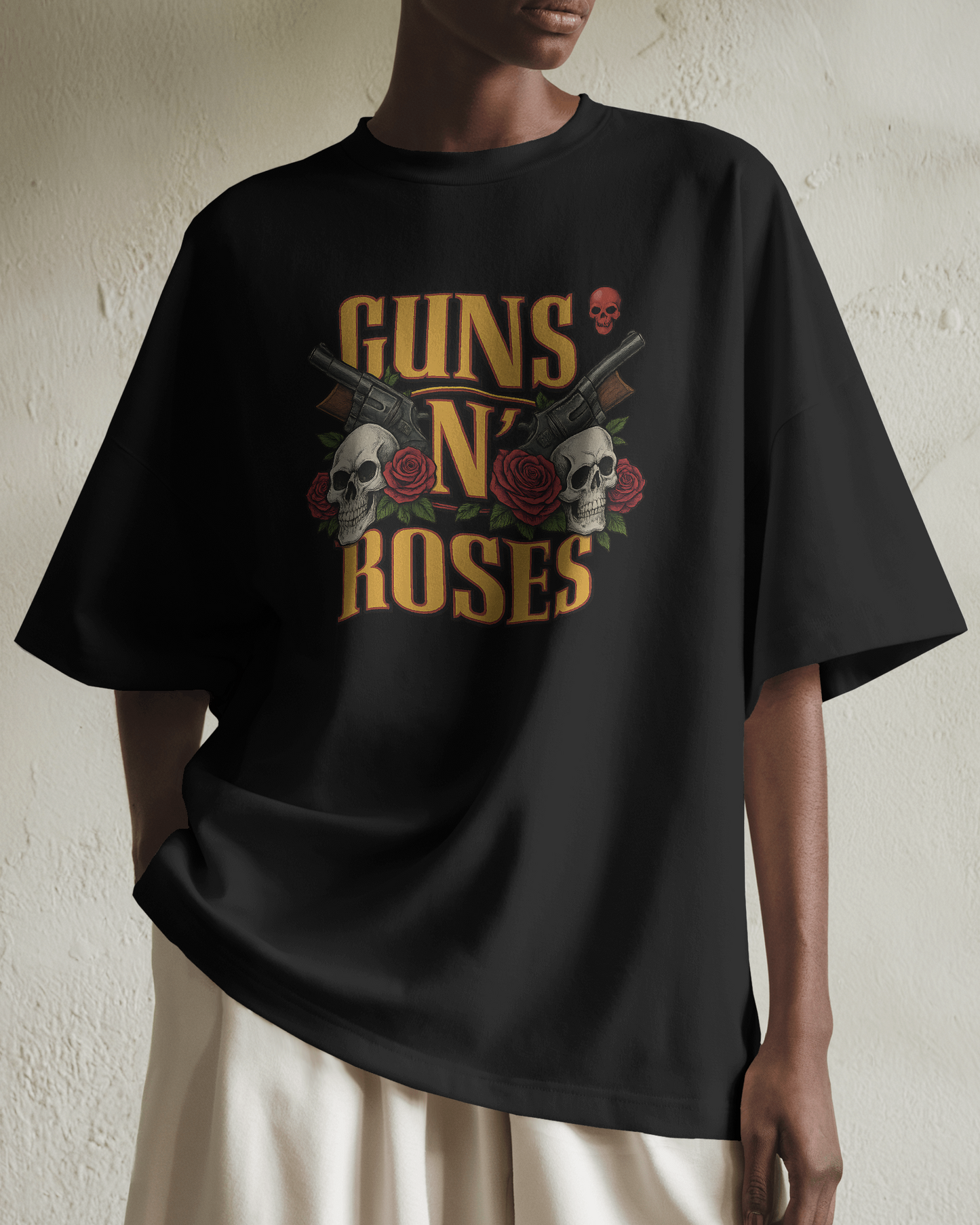 Premium Guns N' Roses Skull & Rose Oversized T-shirt