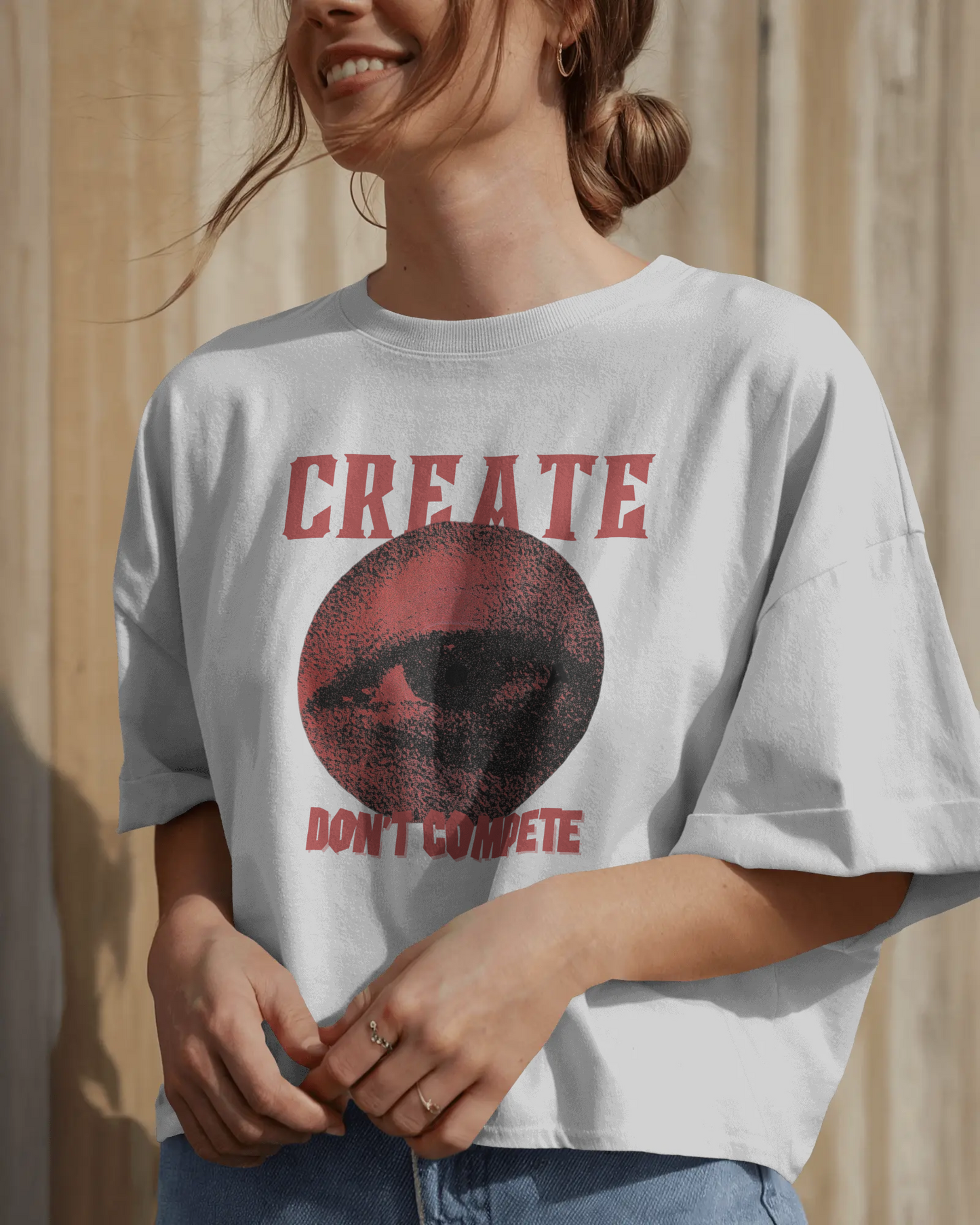Premium 'CREATE DON'T COMPETE' Oversized Eye Graphic Tee
