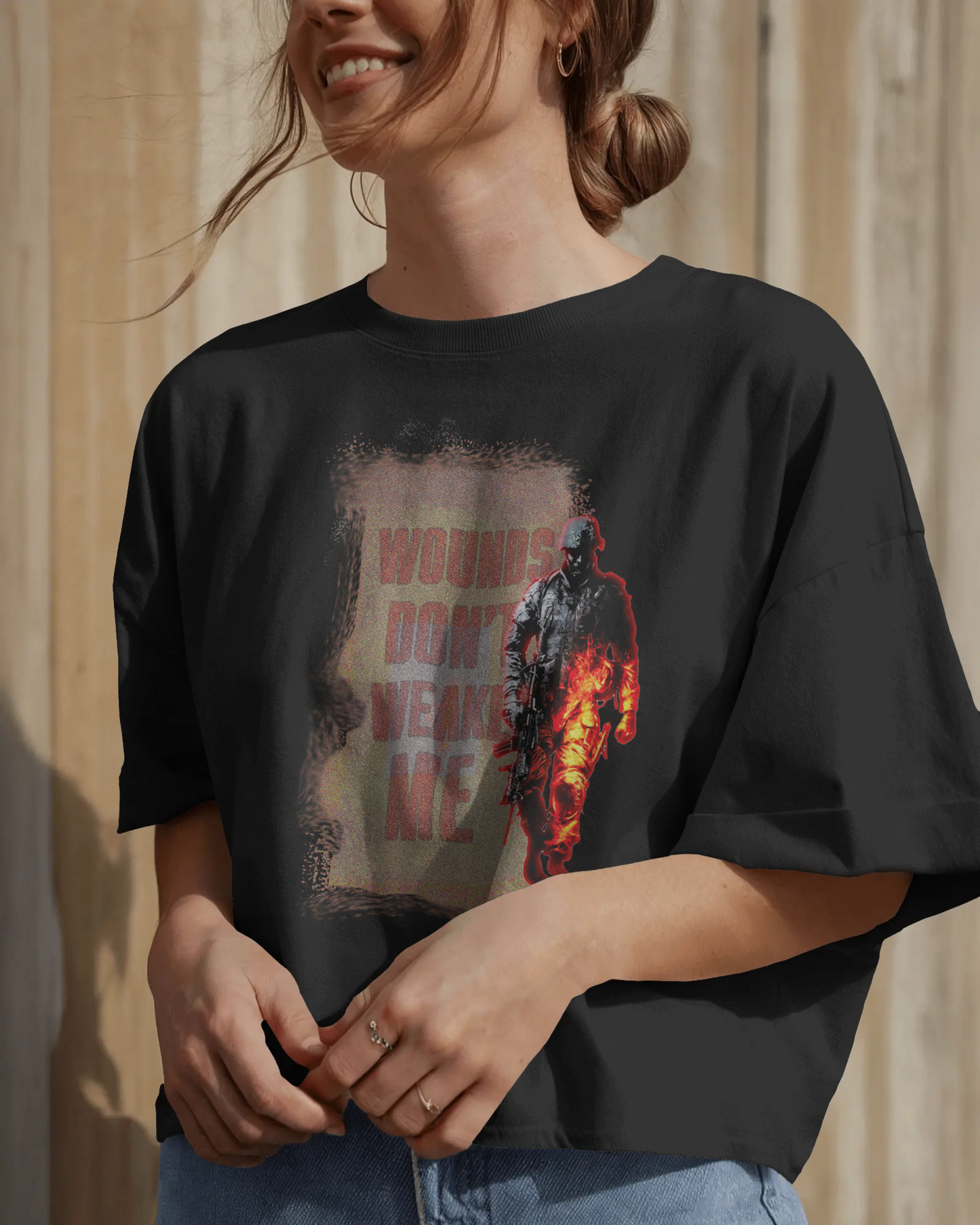 Premium Warfare 'Wounds Don't Weaken Me' Oversized T-shirt