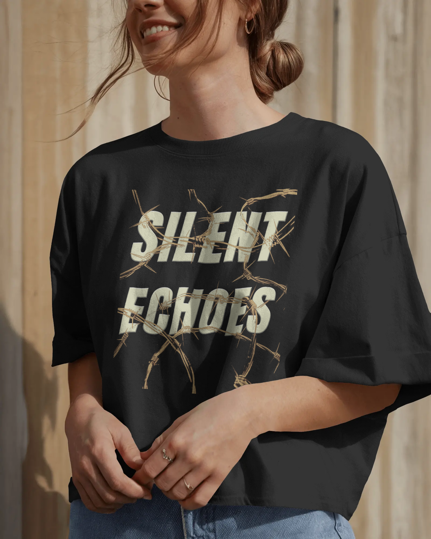 Premium Silent Echoes Barbed Wire Oversized T-shirt
