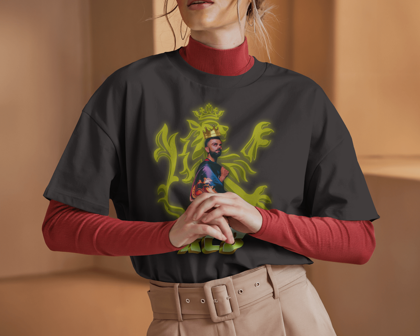 Premium RCB King Oversized Glow Print T-shirt - Limited Edition