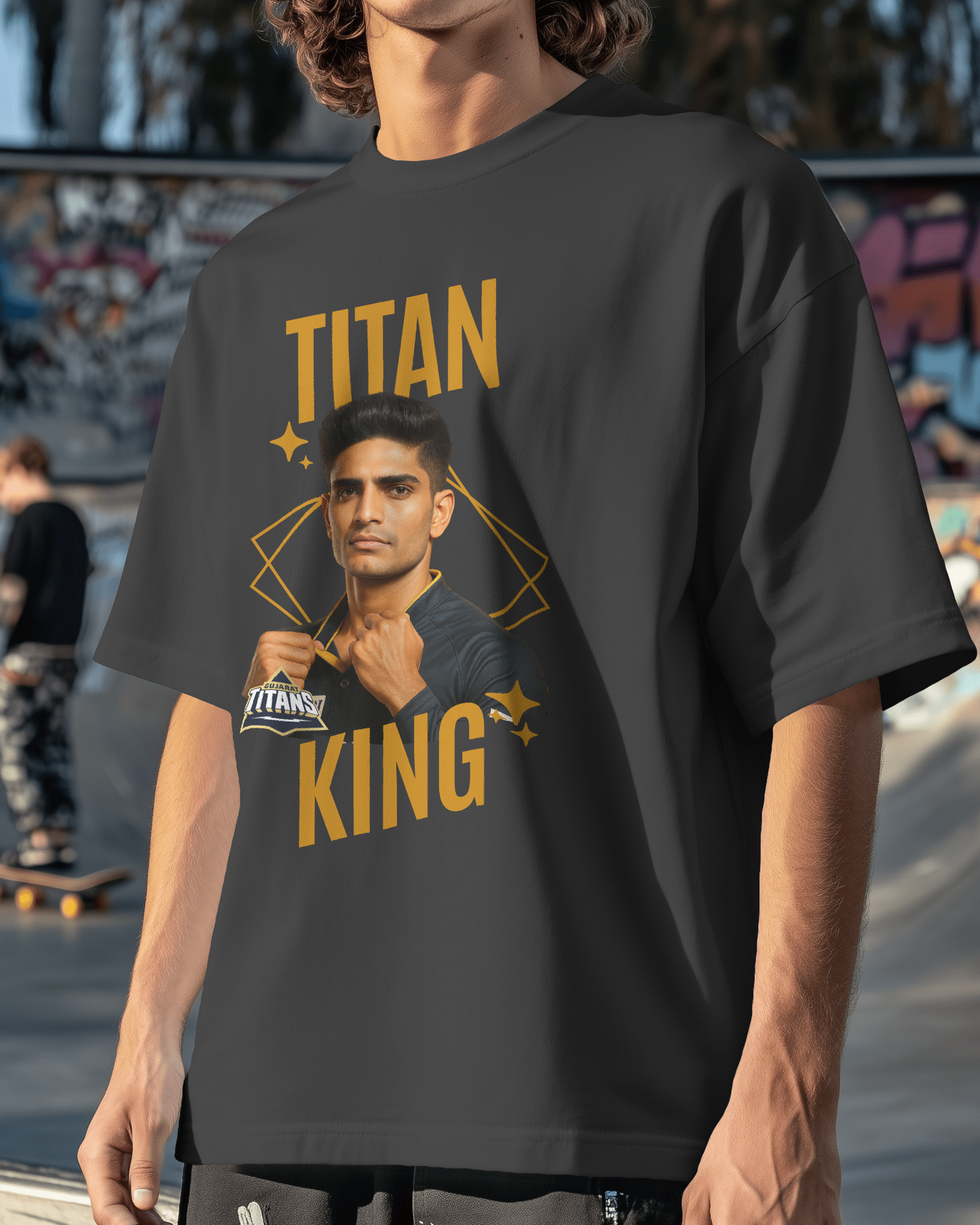 Premium Titan King Cricket Oversized T-shirt | GT IPL Edition