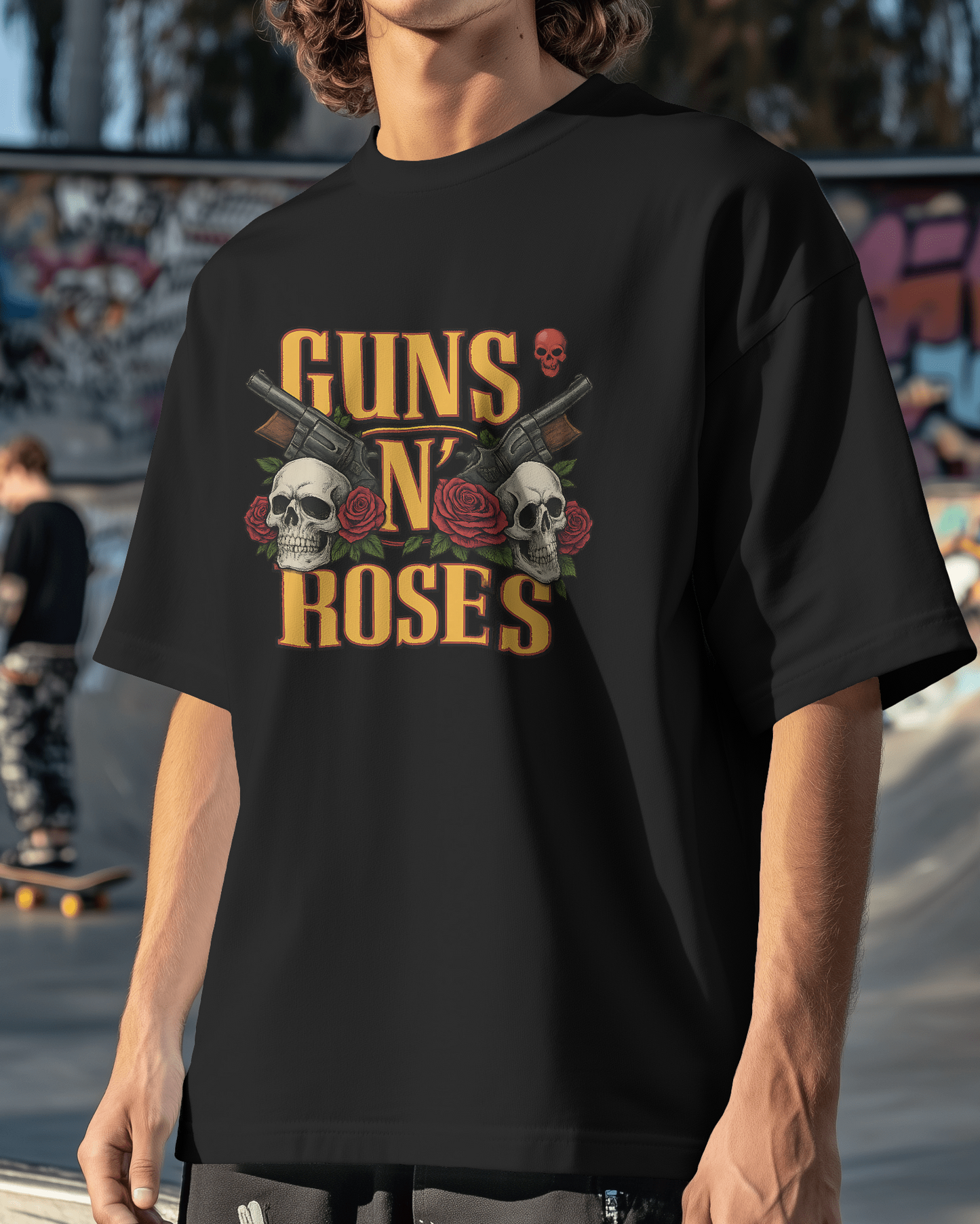Premium Guns N' Roses Skull & Rose Oversized T-shirt