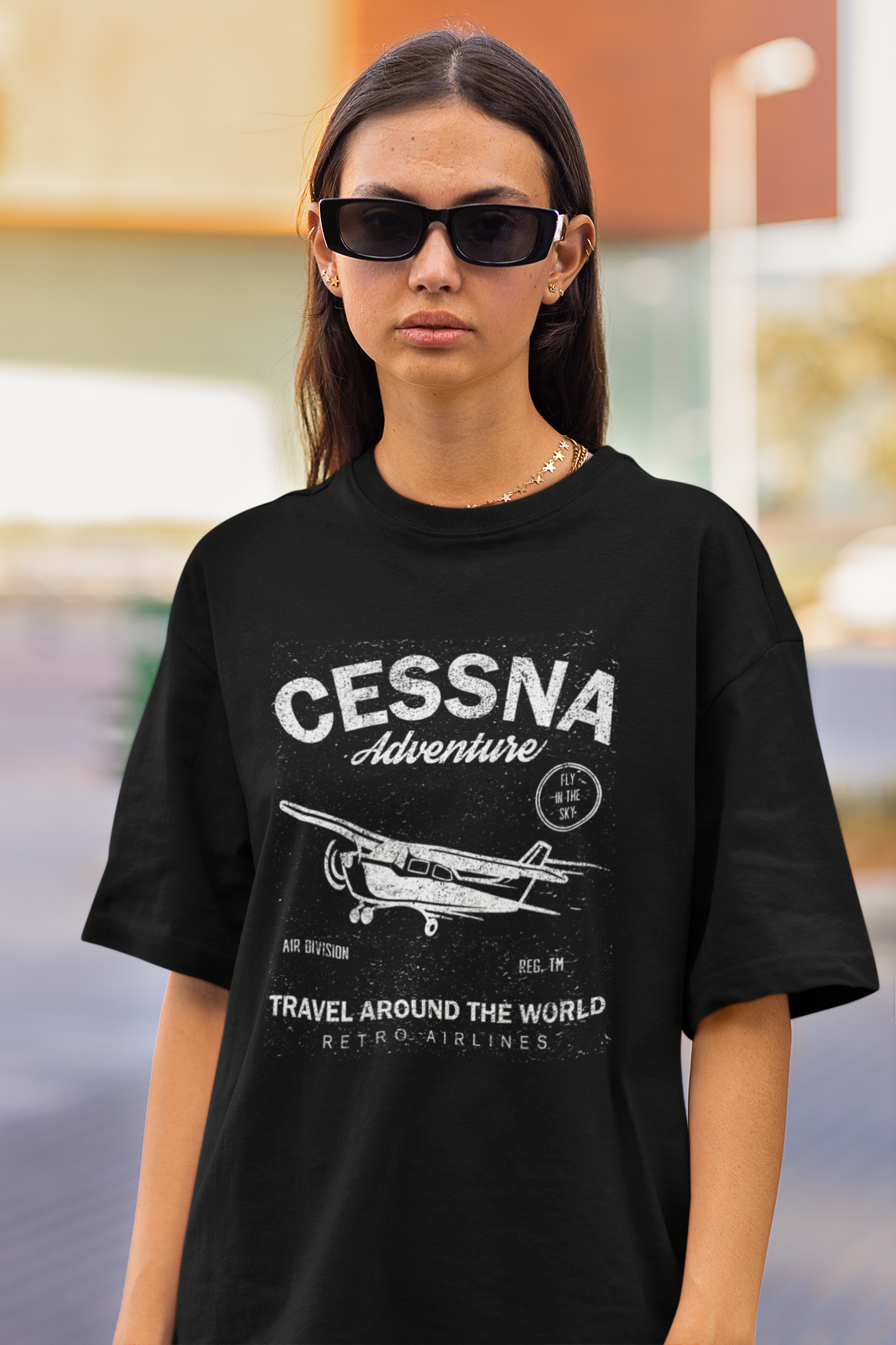 Premium Cessna Adventure Oversized Aviation T-Shirt