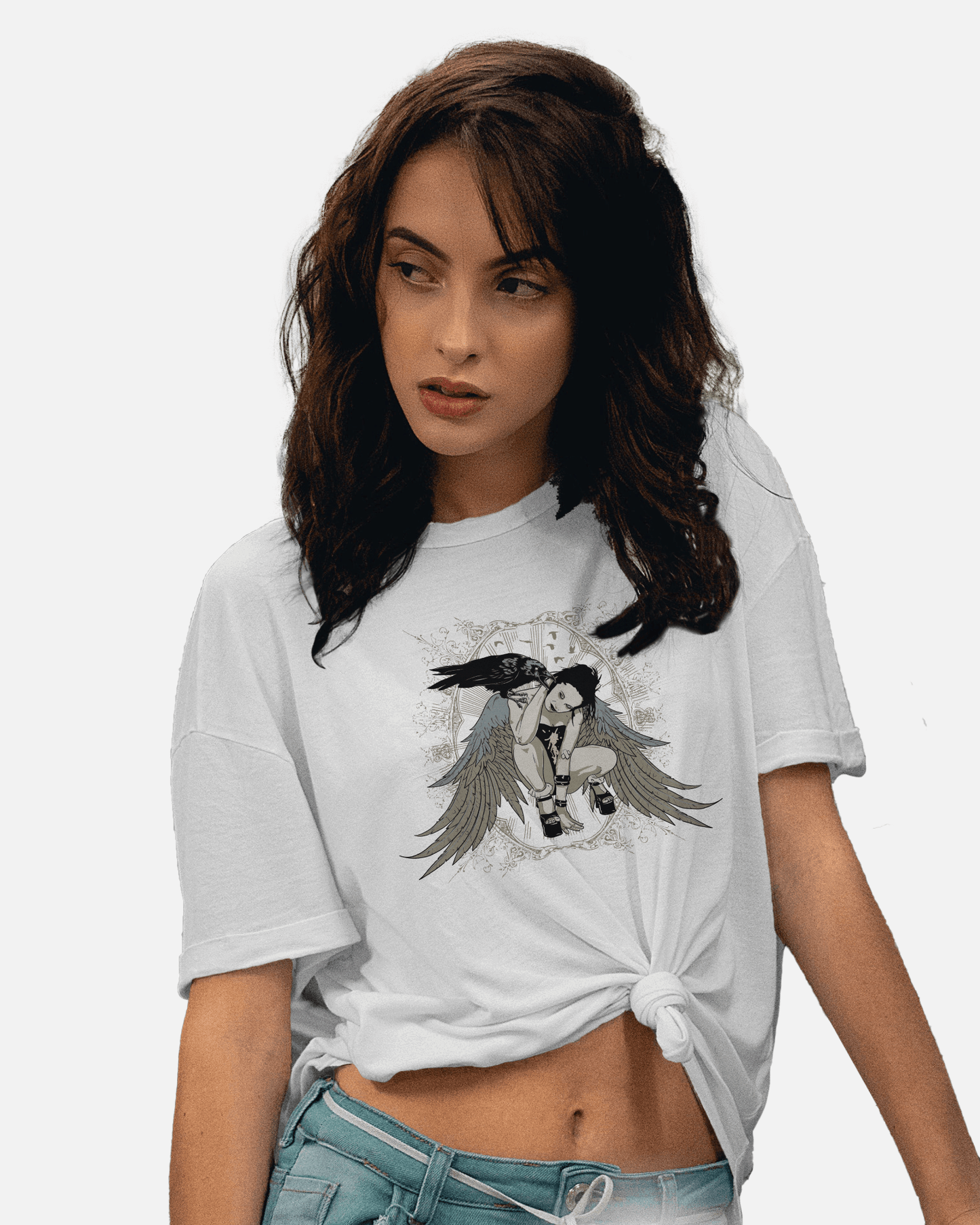 Premium Angel Wings Gothic Raven T-Shirt | Limited Edition - YORD