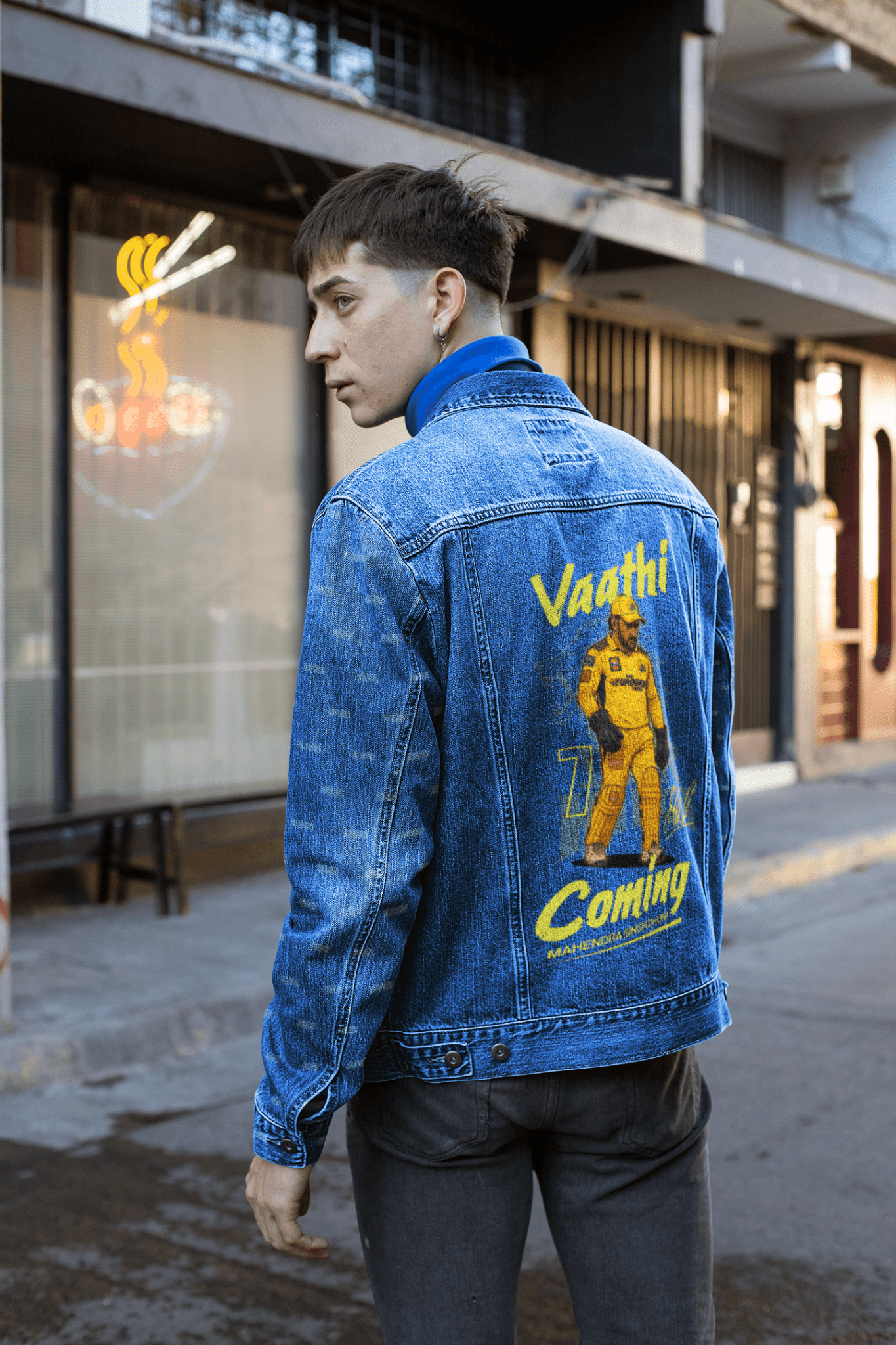 Premium CSK M S Dhoni Tribute Denim Jacket - Limited Edition - YORD