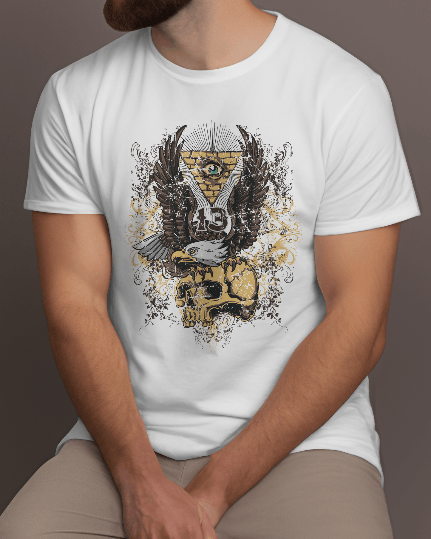 Premium Eagle & Skull Mystic Eye Graphic T-shirt - YORD