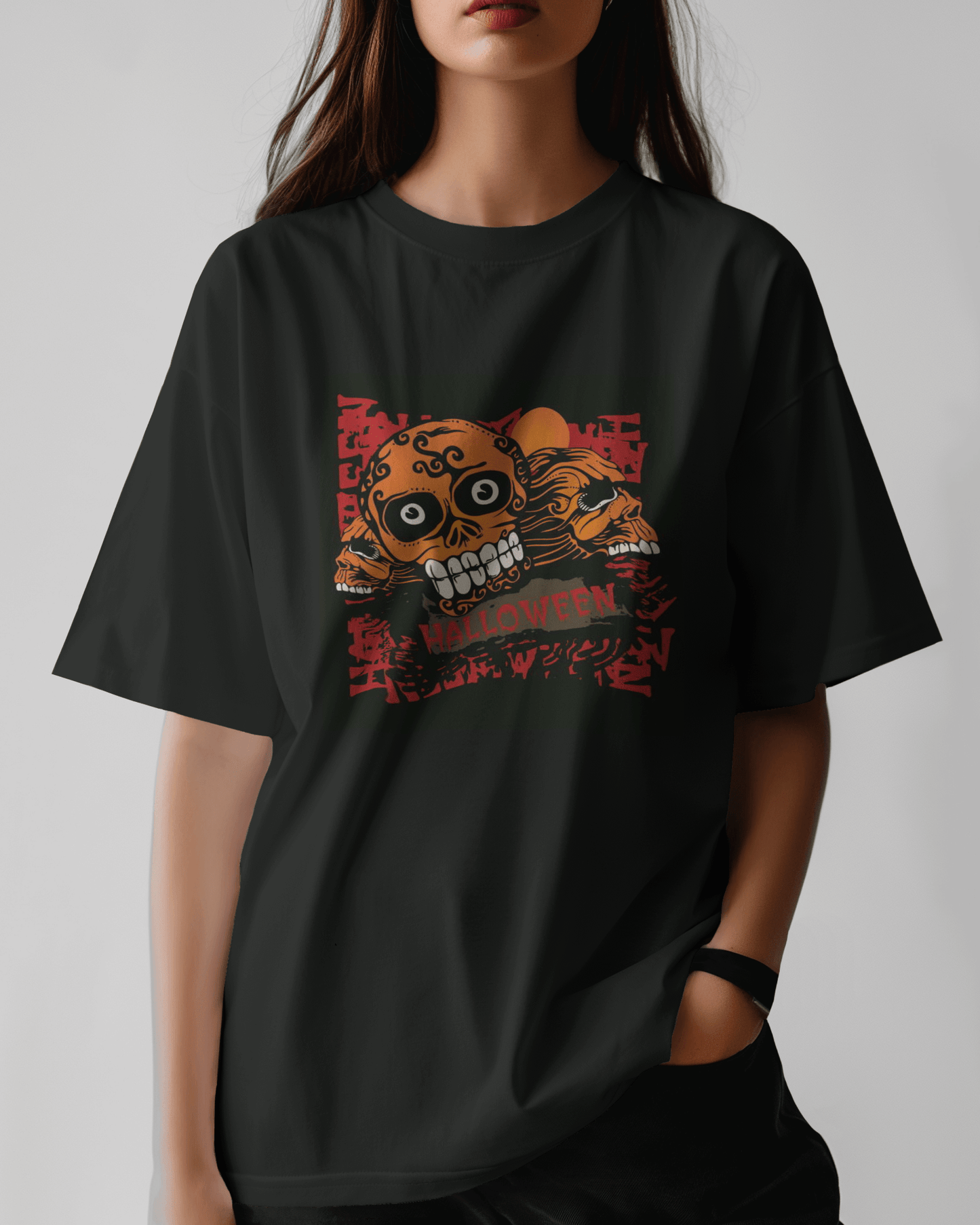 Premium Halloween Sugar Skull Oversized T-Shirt | Limited Edition - YORD