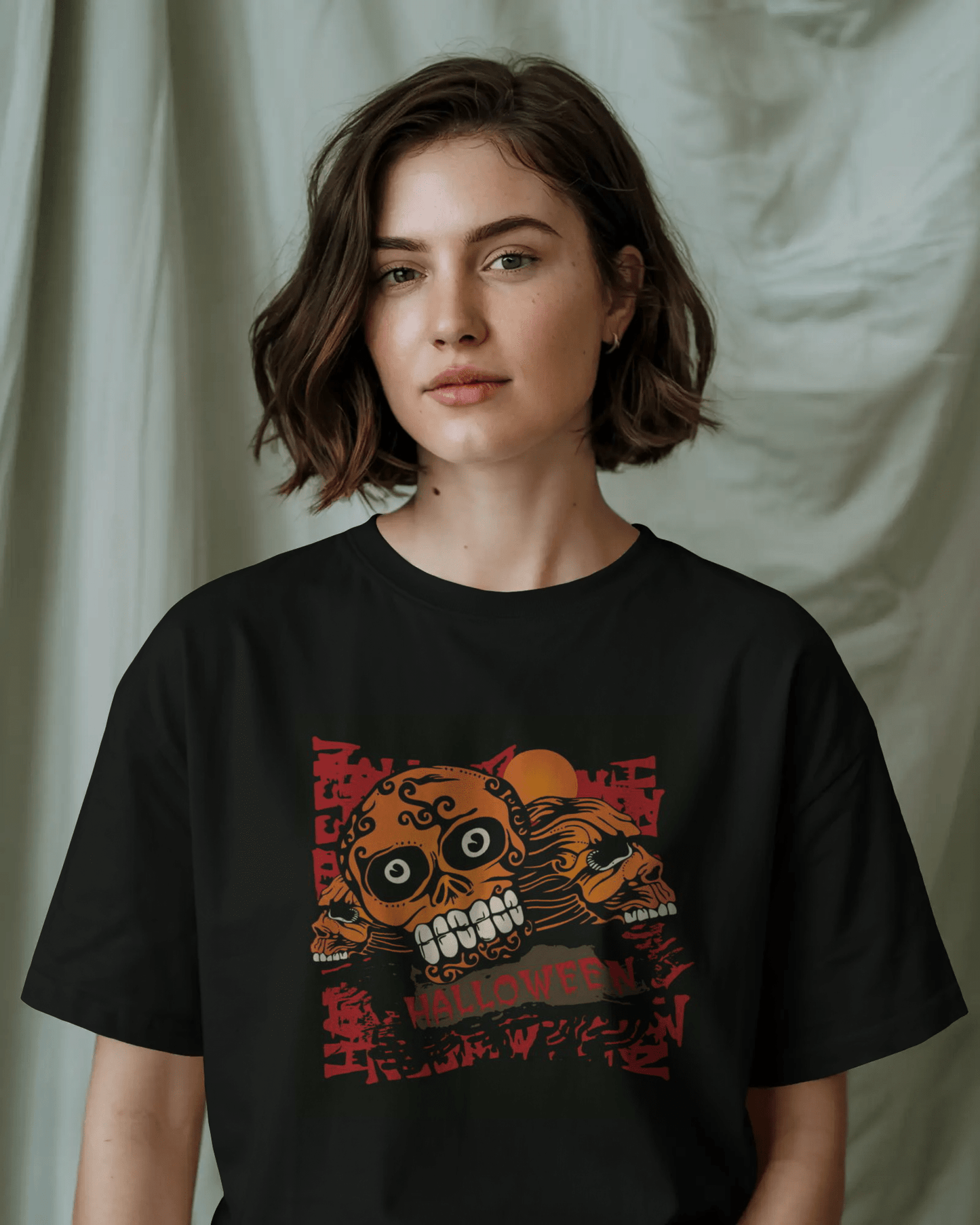 Premium Halloween Sugar Skull Oversized T-Shirt | Limited Edition - YORD