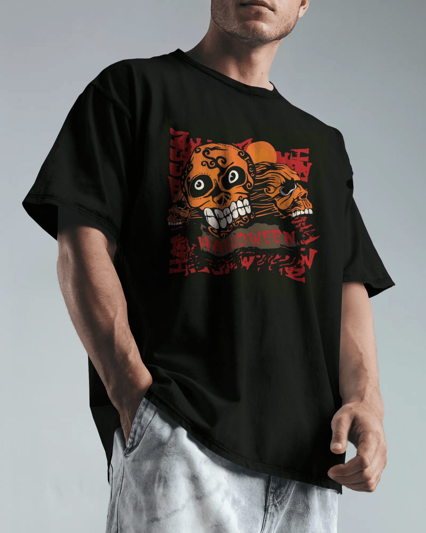 Premium Halloween Sugar Skull Oversized T-Shirt | Limited Edition - YORD