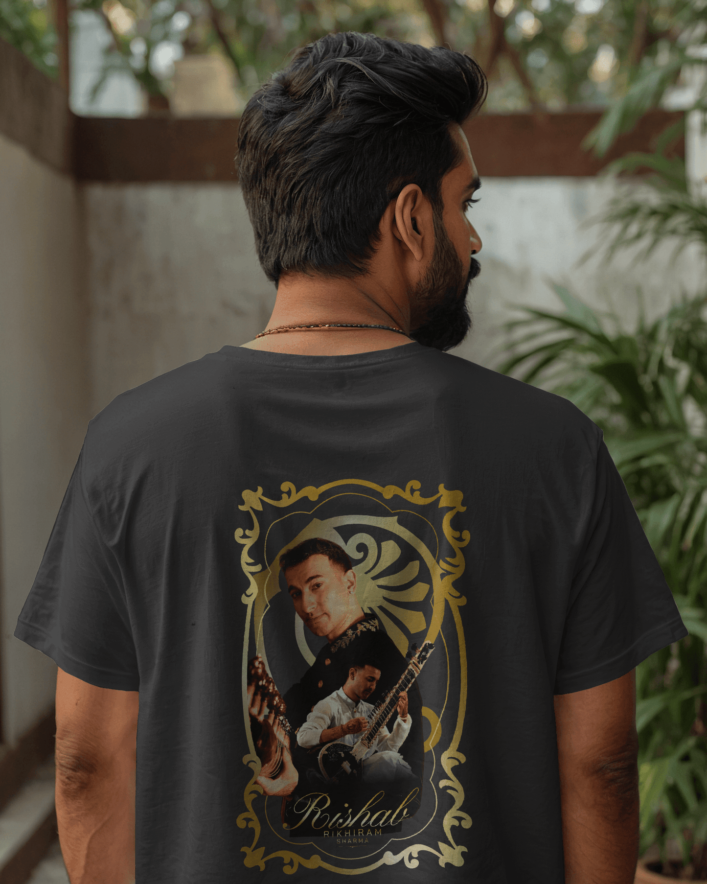 Premium Hand Printed Oversized 'Rishab Rikhiram Sharma' Gold Script T-shirt - YORD