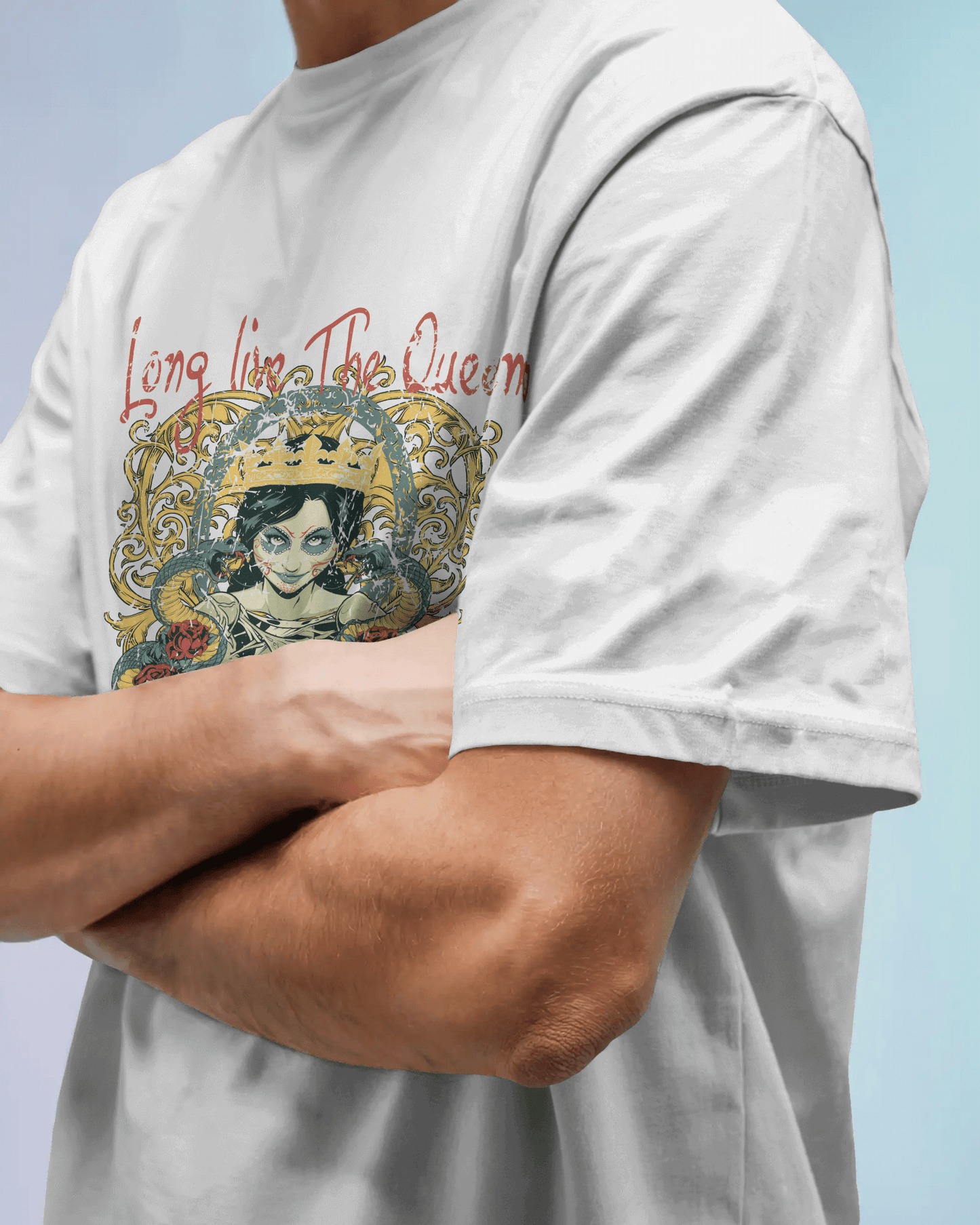 Premium 'Long Live The Queen' Gothic Art Oversized T-shirt - YORD
