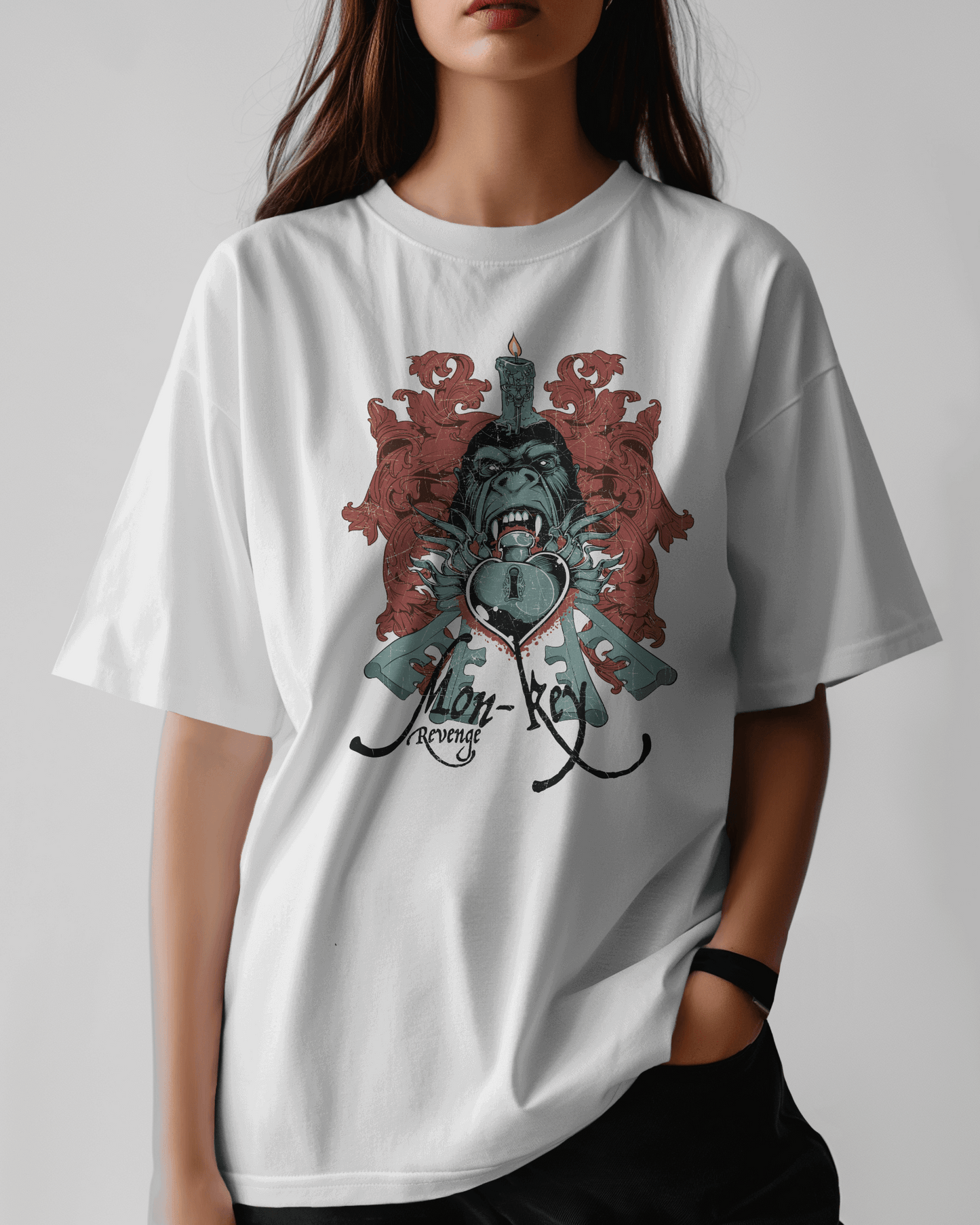Premium Monkey Key Revenge Oversized Graphic T-shirt - YORD